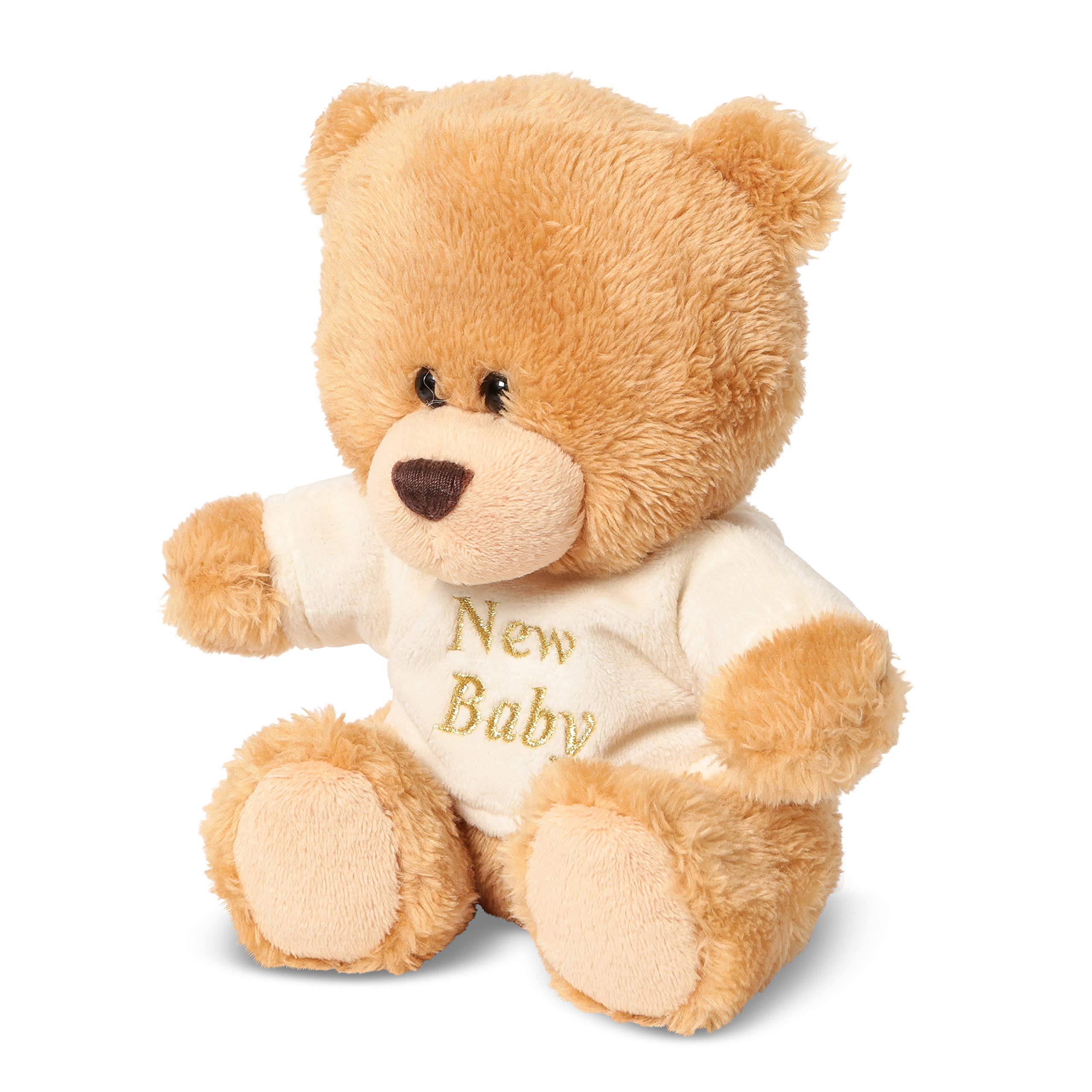Baby Box ShopSmall Brown Teddy Bear Plush Toy - Newborn Baby Gift Soft Toy with Embroidered T-Shirt - Small Teddy for Newborn Babies