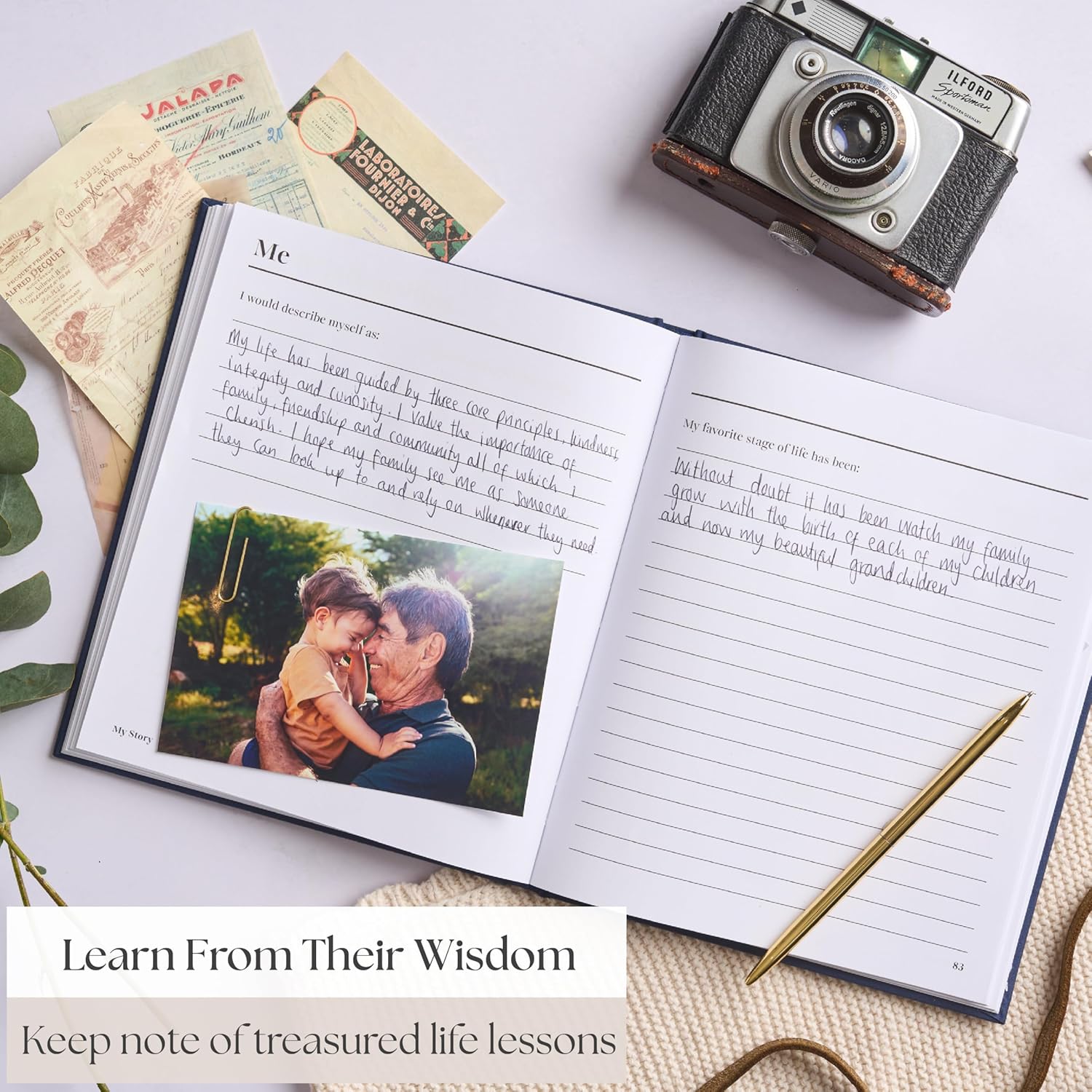 Bibi & Beau Legacy Memory Book – Grandma & Grandad Story Journal | Mum & Dad | My Life Story Keepsake to Fill Out for Family | Gift for Grandparents & Parents (Navy) - Image 3