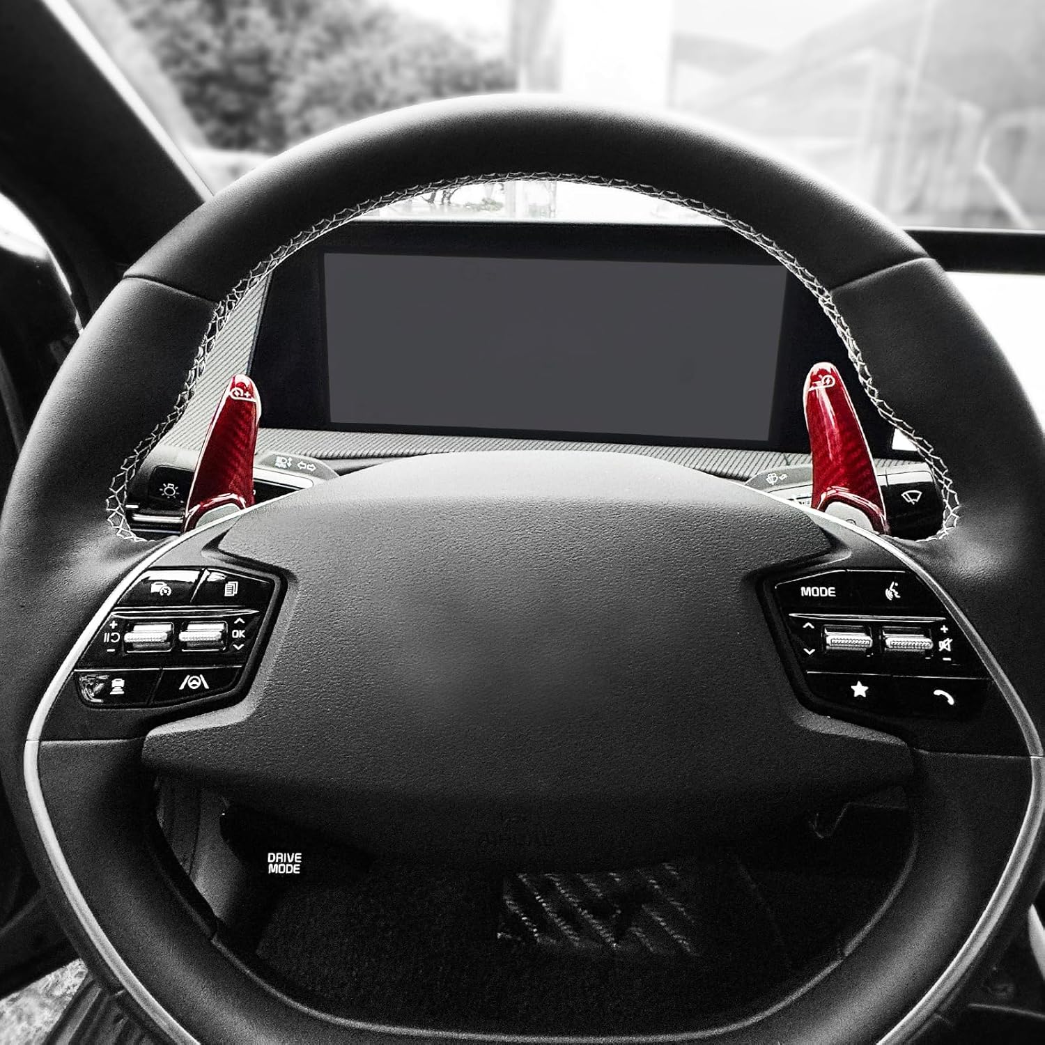 YOUTOOCAR Real Carbon Fiber Shift Paddle Extensions Compatible with Kia EV6 Kia NIRO EV Steering Wheel Accessories (Red