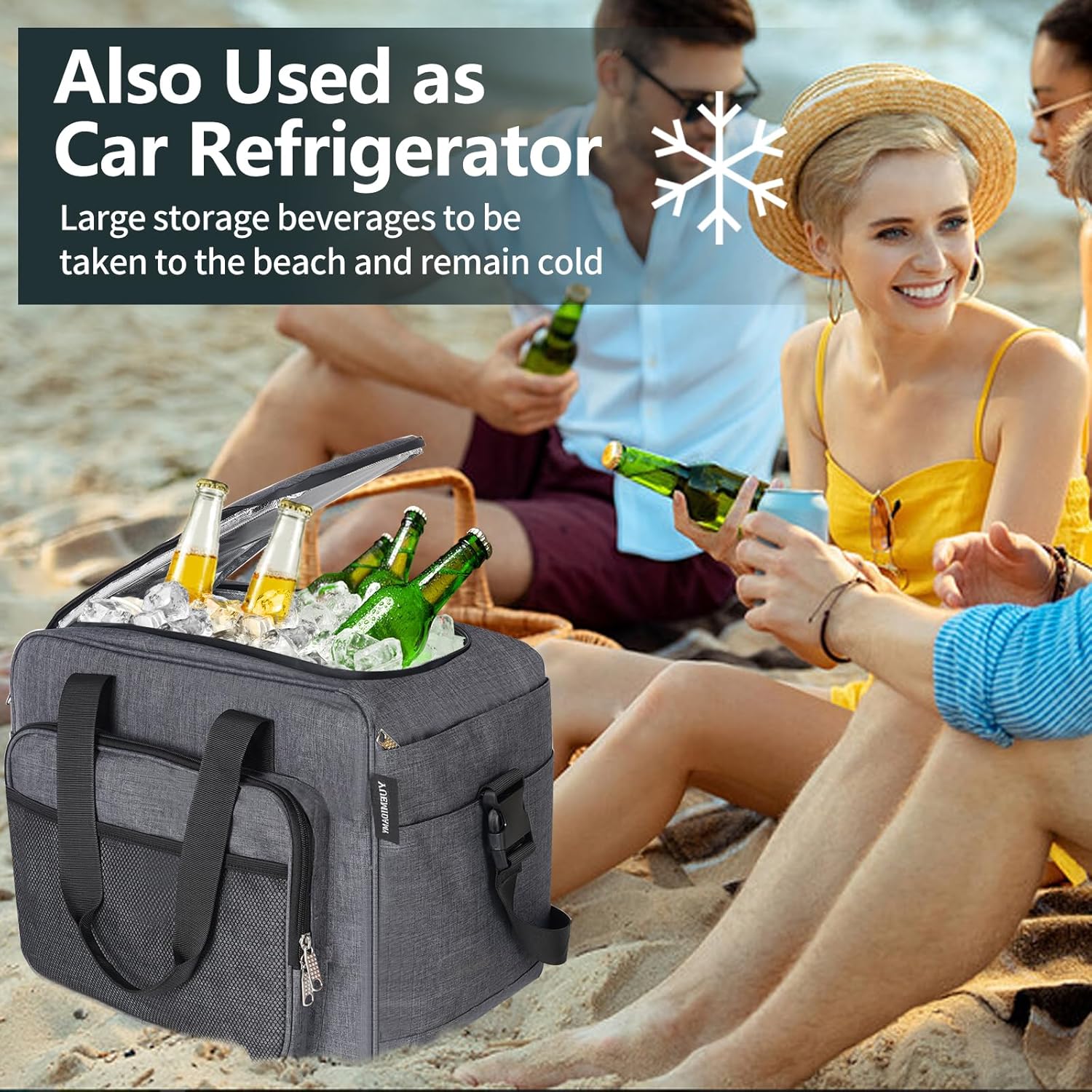 Warmth & Chill in Stylish Picnic Backpack for Women, Heating & Cooling. Winter Enthusiasm Fleece Blanket, Extended Warmth for Heated Lunchbox-Grey