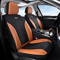 Vista 29 de Coverado Fundas de asiento delantero, fundas de asiento beige, 2 asientos, protectores de cuero para automóvil, paquete de 2, fundas de asiento