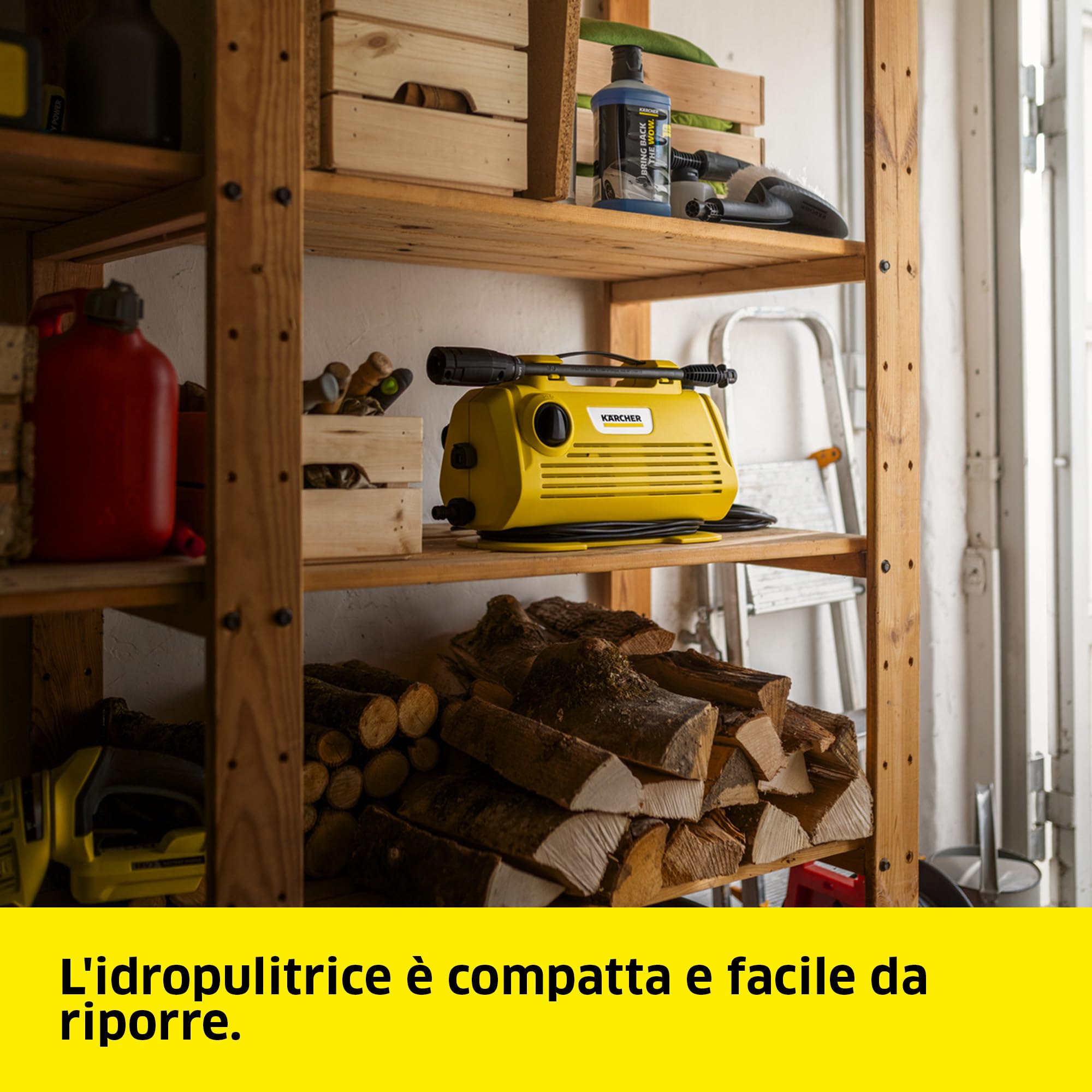 Kärcher Idropulitrice K 2 Horizontal VPS, Pressione max 110 bar, Portata 360 l/h, Area di lavoro 20 m²/h, Filtro acqua premontato, Peso 3,5 kg, + Tubo, Pistola ad Alta Pressione, Lancia Vario Power