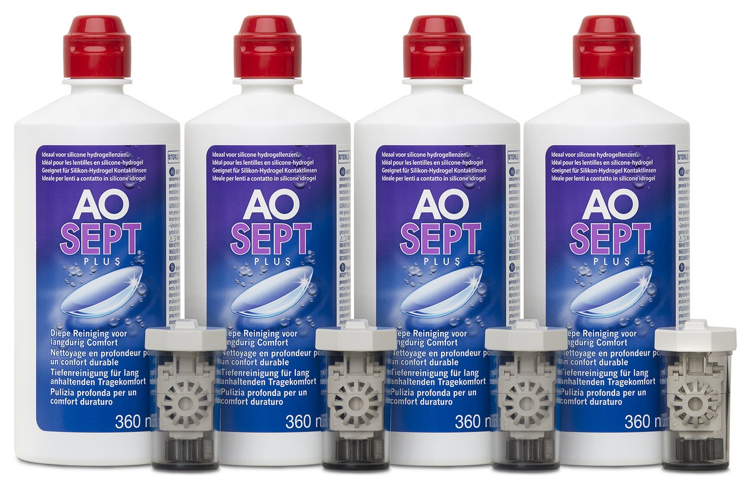 Aosept Plus pour lentilles de contact Entretien, système Pack, 4 X 360 ml