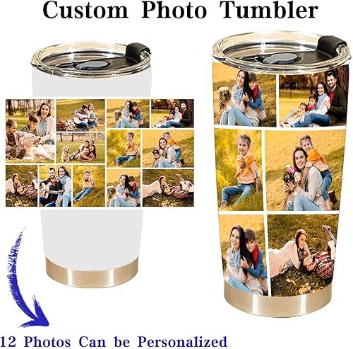 Miniatura 2 de Personalized Coffee Tumbler with Pictures for Dad Mom, Insulated Stainless Steel Travel Mug Custom Photo Name Text Cup, Birthday Mother Fathers Day