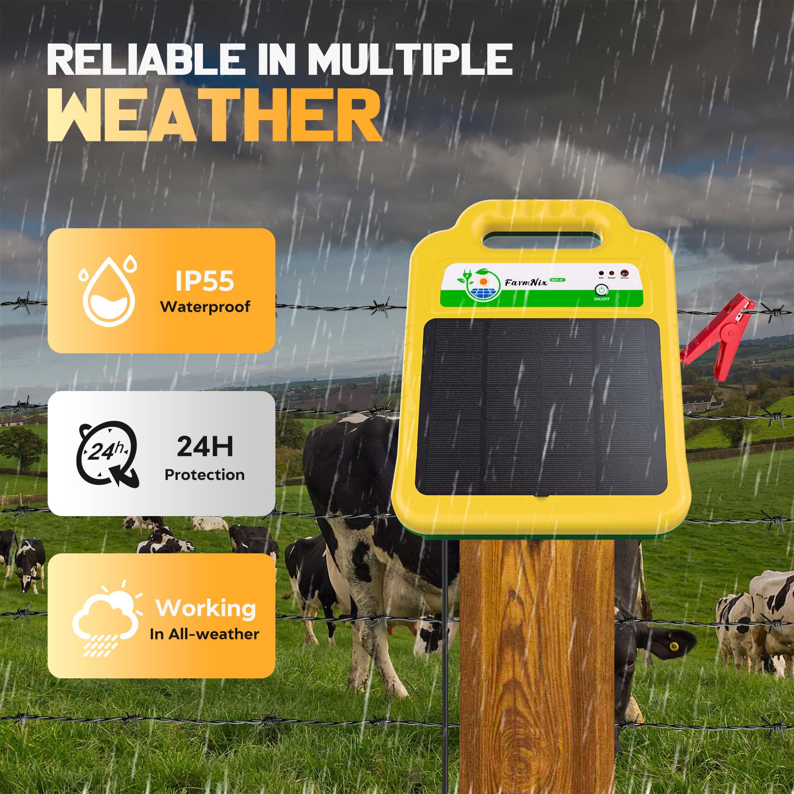 16KM Solare Pastore Elettrico 8 KV Elettrificatore per recinto elettrico Elettrico Recinzione Elettrica Controllore per Cavalli 0.2J Recinto Elettrico per Animali Agriturismo Giardino (Verde)
