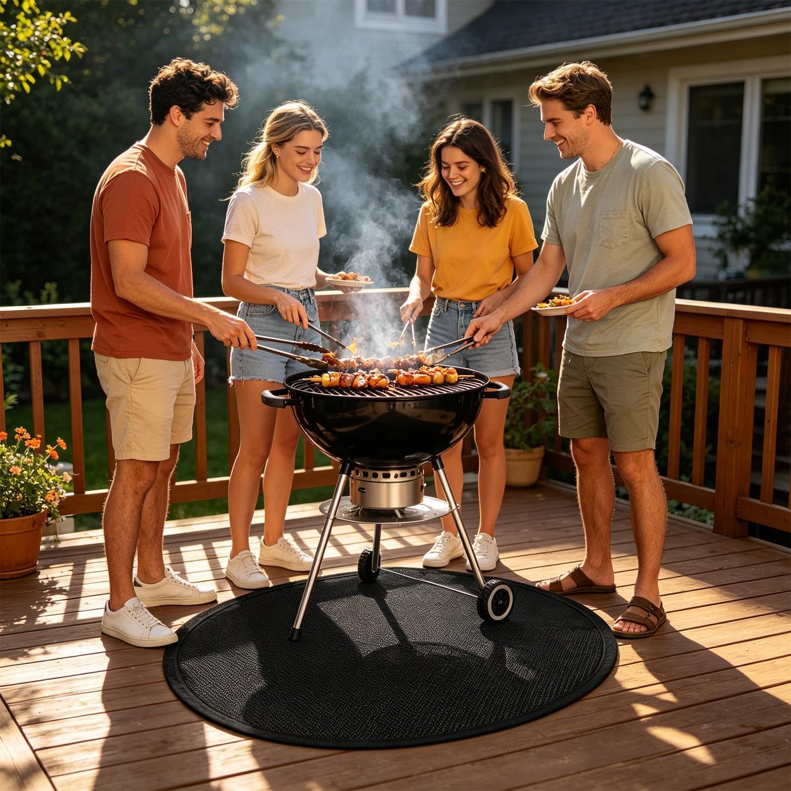 Tappeto Ignifugo per Sotto il Braciere 91 cm in Silicone Impermeabile | Tappeto Protettivo Ignifugo per Sotto Griglia per Stufa Falò Grigliate Barbecue Campeggio Patio Giardino Cortile