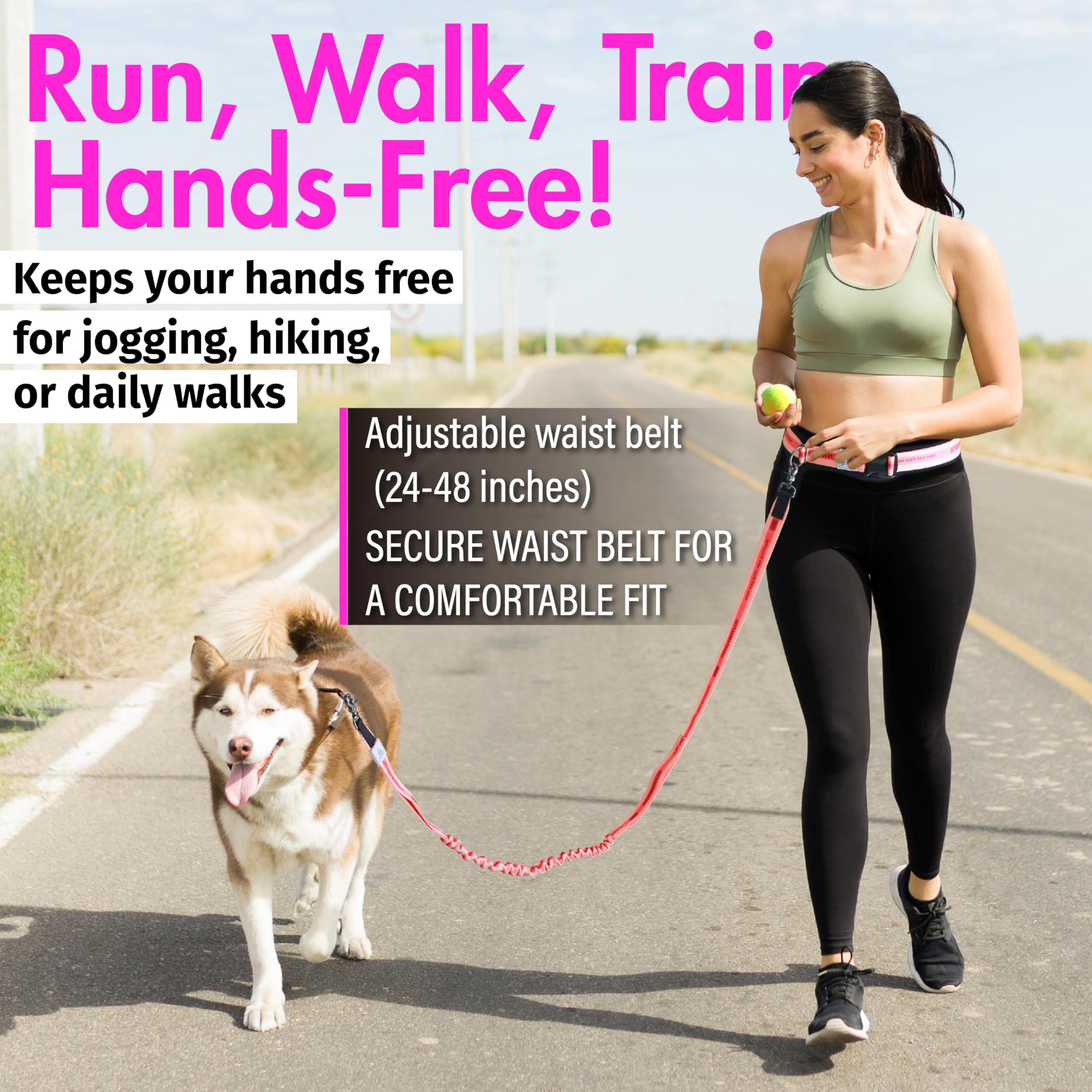 JC HOUSE Hands Free Dog Leash with Waist Belt Lifetime Replacement, Dual Handle Bungee Leash for Running Jogging - Image 3