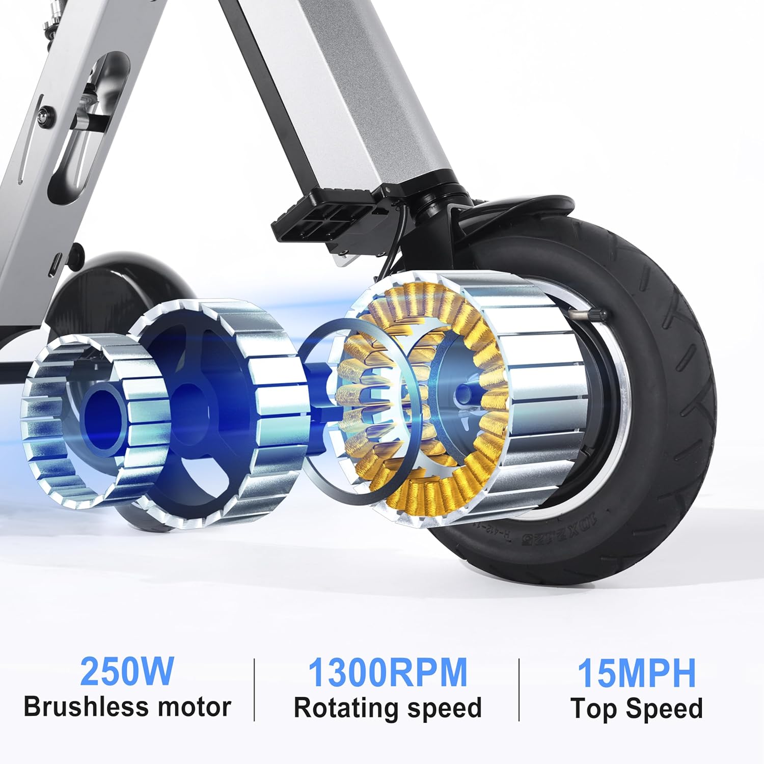 TopMate ES35 Powered Scooter 3 Wheels Foldable with Backrest Seat for Adults, Lightweight Electric Scooter with Removable 36V 7.8AH Battery, Reverse & Key Switch for Commute and Travel