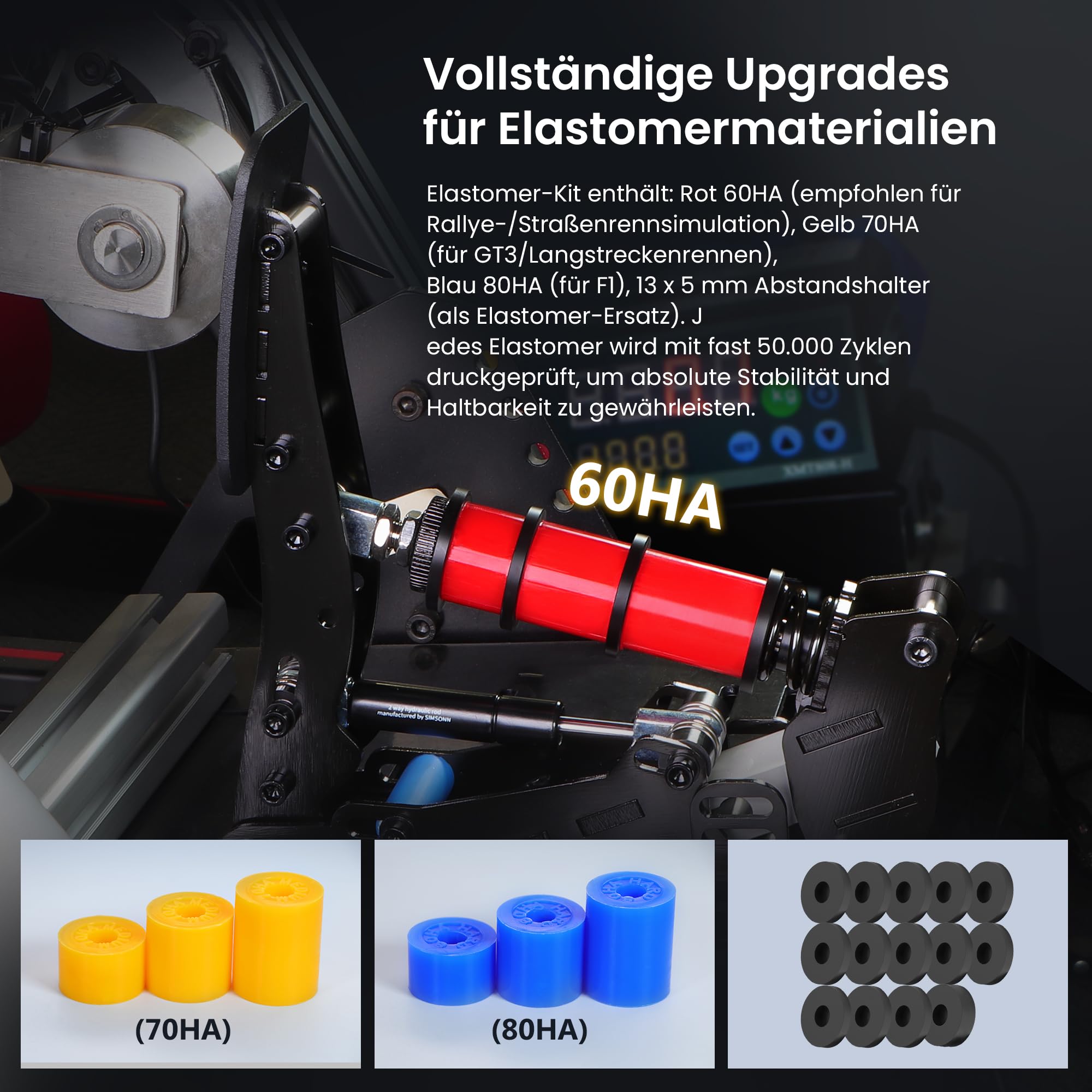 SIMSONN Plus X Sim Racing Pedale PC Racing Simulator Drucksensor Lastzelle HE Hydraulikpedale Unterstützung für haptische Pedale Reactor Schwarz（Black P2-H2）