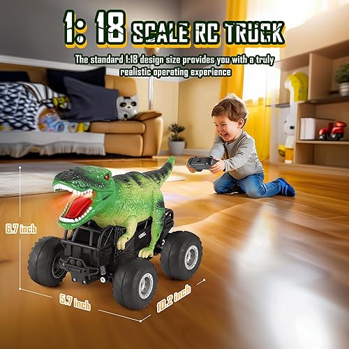 Miniatura 9 de Auto a control remoto, 2.4 GHz, autos a control remoto a escala 118 con luz, 98 pies, 5.0 mih, 2 baterías recargables, juguetes de camión monstruo