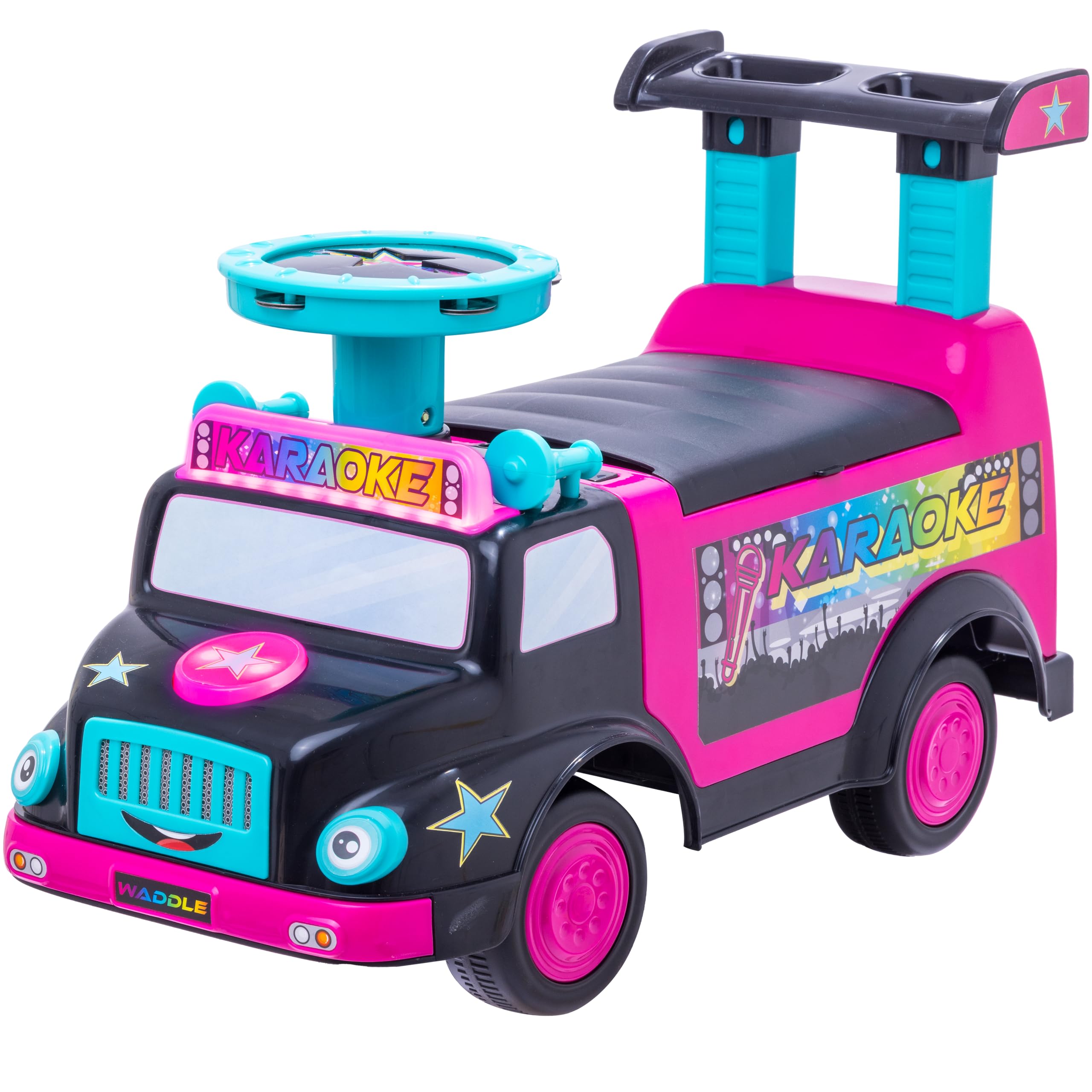 Toddler Ride On Toy - Push Car, Interactive Musical Toys for Toddlers 1-3 with Microphone, Keyboard & Drumsticks, Toddler Activities, Foot to Floor, Durable Baby Car, Easy Assembly, Baby Toy