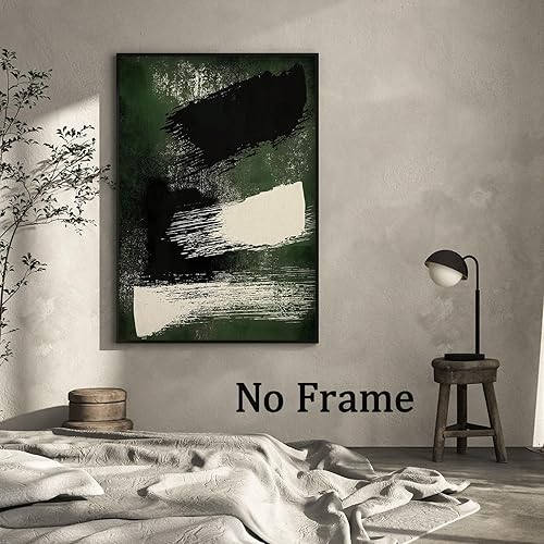 Miniatura 6 de Arte de pared bohemio negro verde beige abstracto lienzo impresiones geométricas verde beige negro cuadro pared verde oscuro negro beige pintura