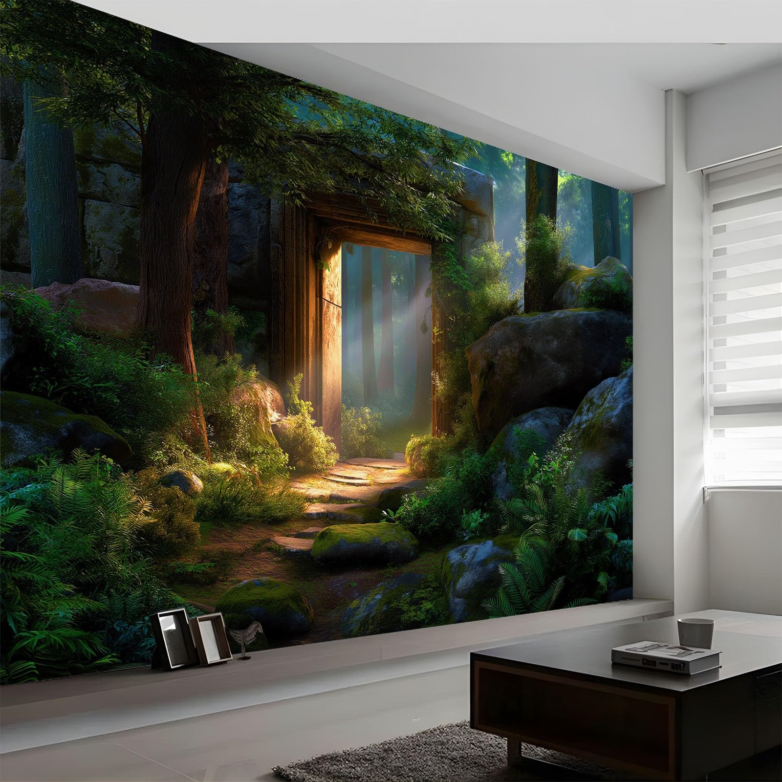 Fantazyjna tapeta z włókniny, 250 x 175 cm panoramiczna fototapeta na drzwi tajemniczy kamień do dekoracji ścian pokoju dorosłego dziecka, gigantyczny plakat ścienny niestandardowy 3D wielokolorowy
