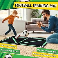 FTJKGH Futball Edzőszőnyeg - Csúszásmentes Labdakontroll Tréningpad 90x60 cm - Ütéselnyelő Fekete Edzőalap Focistáknak 2
