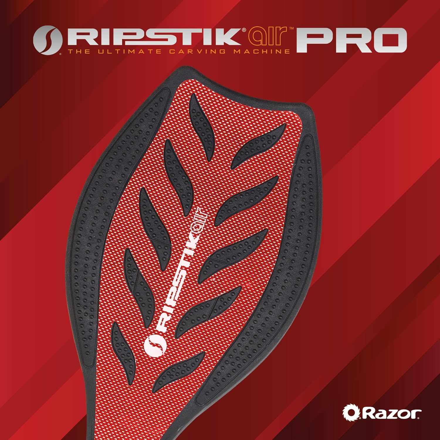 Razor RipStik Air Pro - Caster Board für Kinder ab 8 Jahren mit 360° Lenkung, Wave Board mit Anti-Rutsch-Griffband, verstärktes Polymer, kompaktes & leichtes 2-Rad Board - Rot