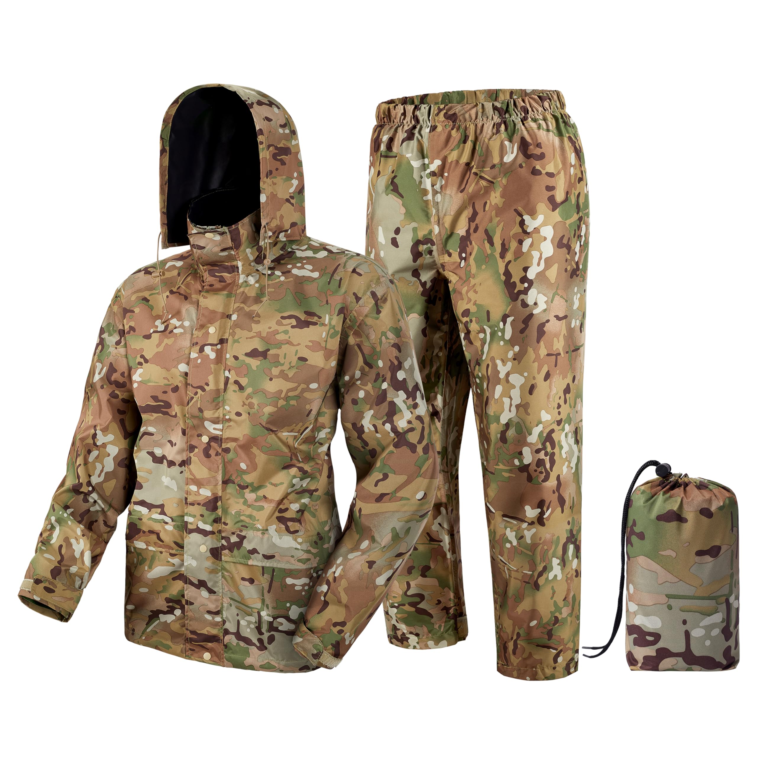 Fousam Rain Suit, Rain Gear for Men Waterproof, Camo Rain Jacket, Lightweight Rain Coat