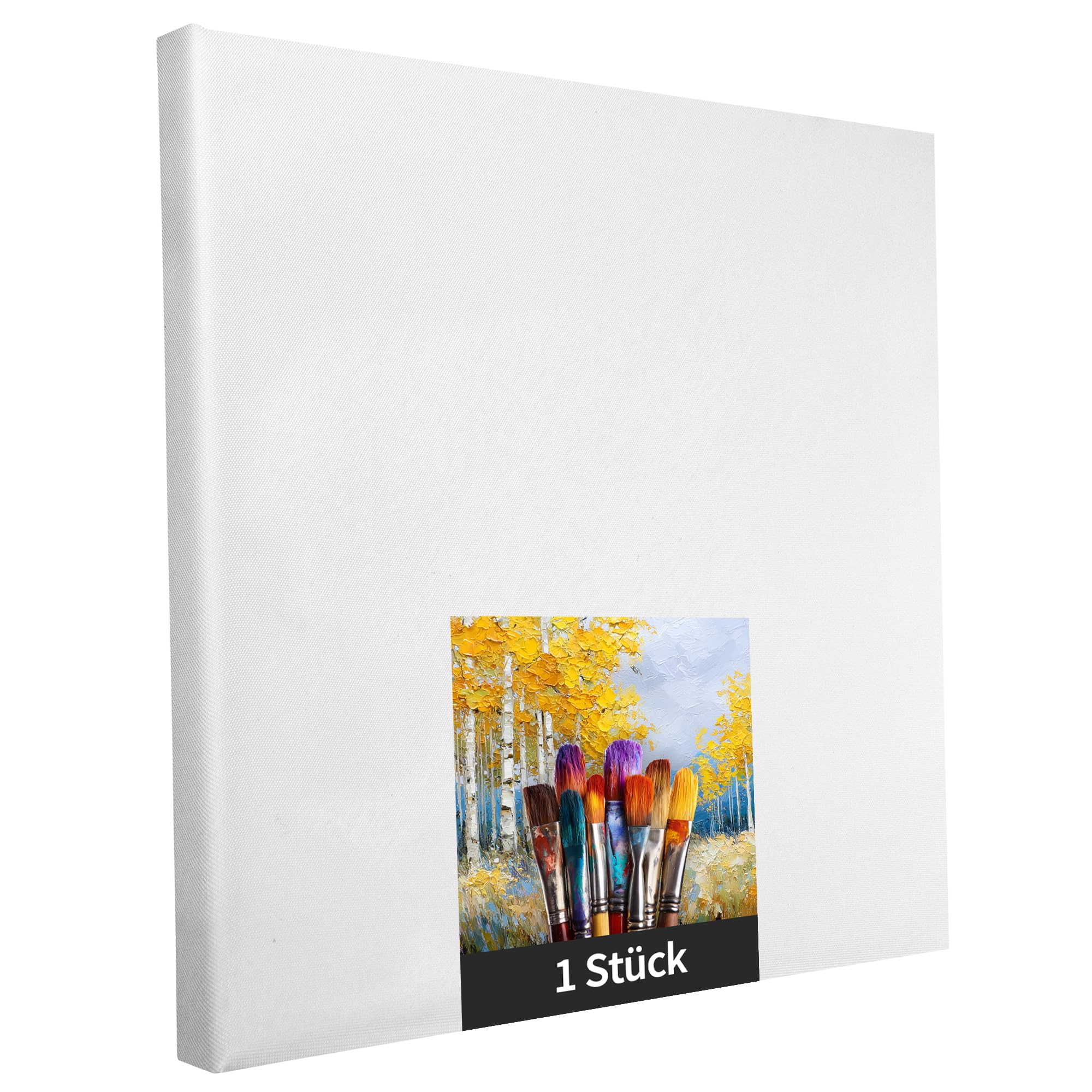Ensemble de châssis en 1 pièce de 90 x 90 cm Toile d'art blanche en polyester à peindre, prête à l'emploi, convient pour les peintures acryliques ou les peintures textiles, fournitures de projet de