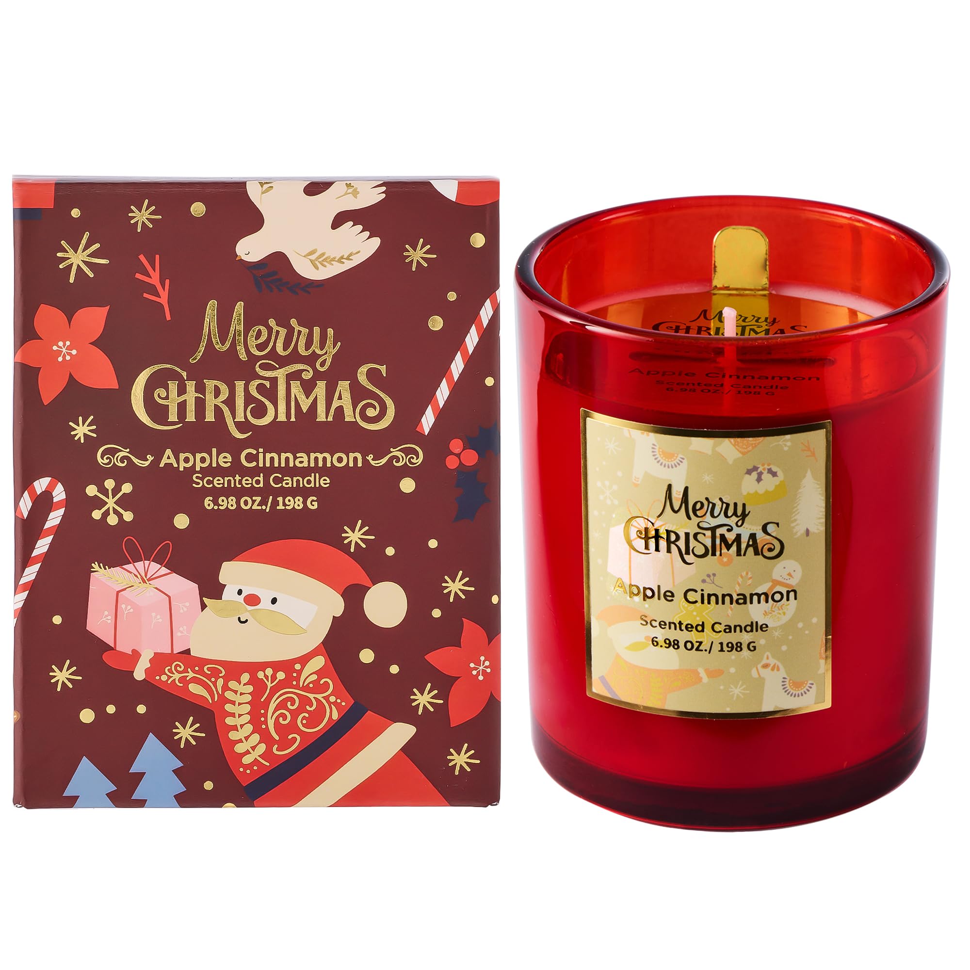 Airkeep Vela Aromática Apple Cinnamon, Vela de 198g con una Duración de Quema Prolongada, Vela de Cera Natural para el Hogar