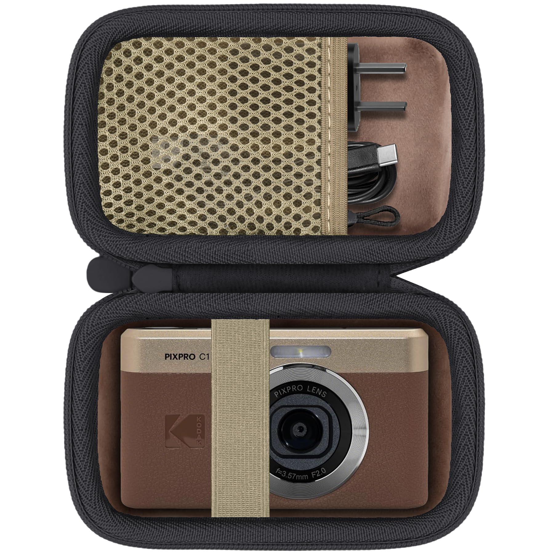 Baval Camera Case Compatible with KODAK PIXPRO C1 Friendly Zoom Digital Camera(Brown Case)