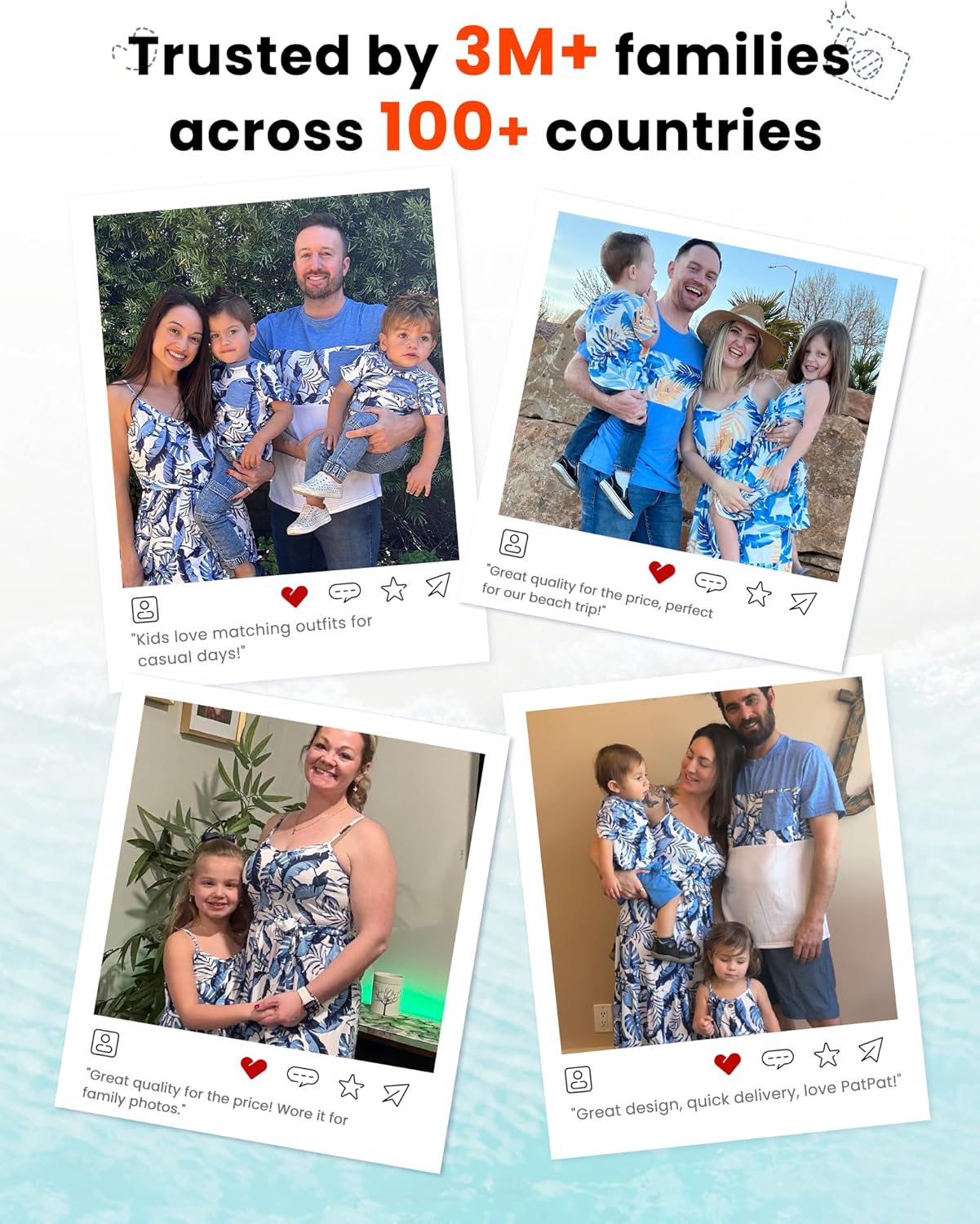 PATPAT Family Matching Outfits Mommy and Me Dresses Spaghetti Sleeveless Summer Vacation Hawaiian Dress and T-Shirts Sets - Image 6