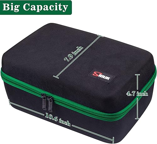 Miniatura 3 de SIQUK Estuche de almacenamiento de dados de gran capacidad con bandeja ranurada extraíble doble y asa, soporte organizador de dados