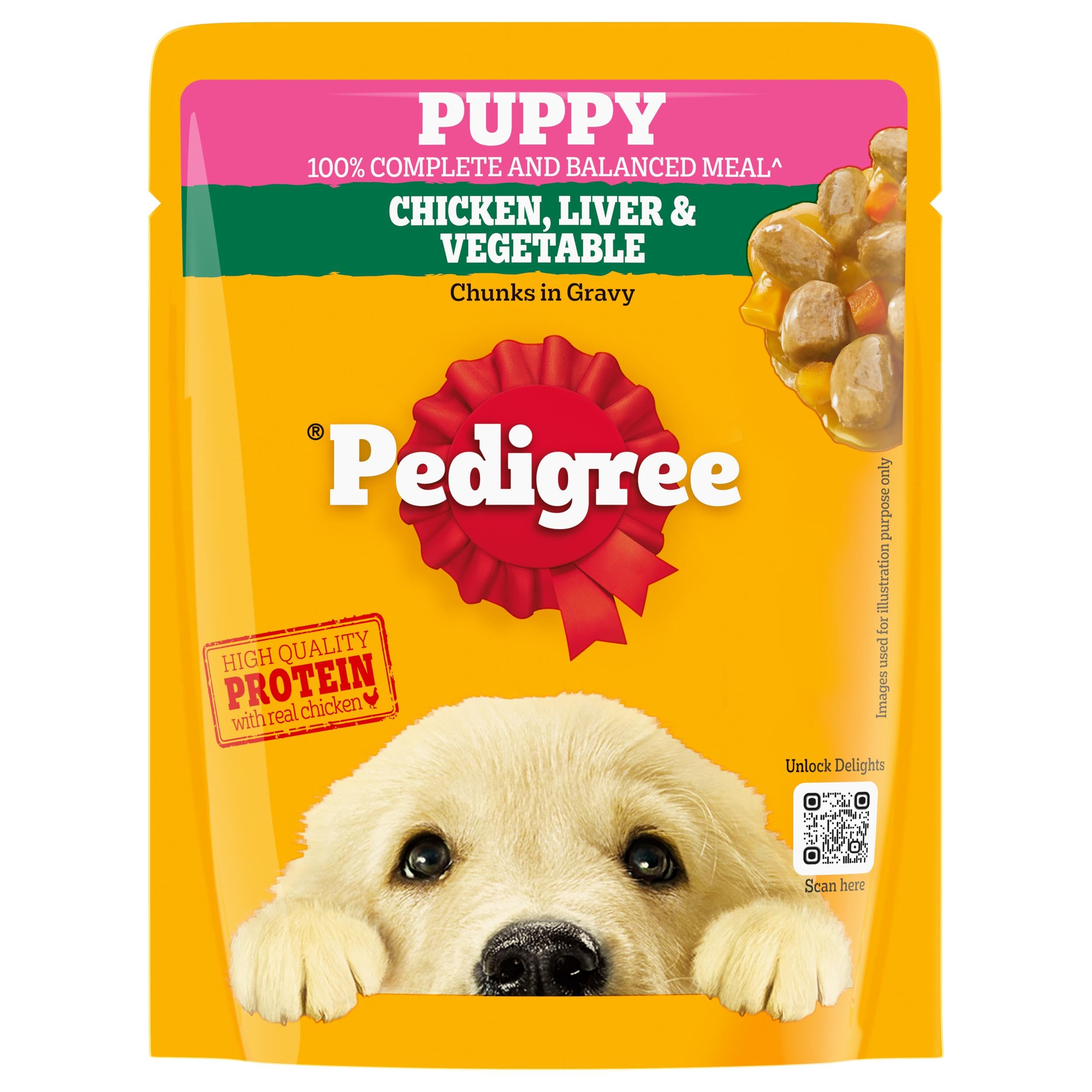Pedigree Chicken And Liver Chunks Flavour in Gravy with Vegetables, 70 g Pouch