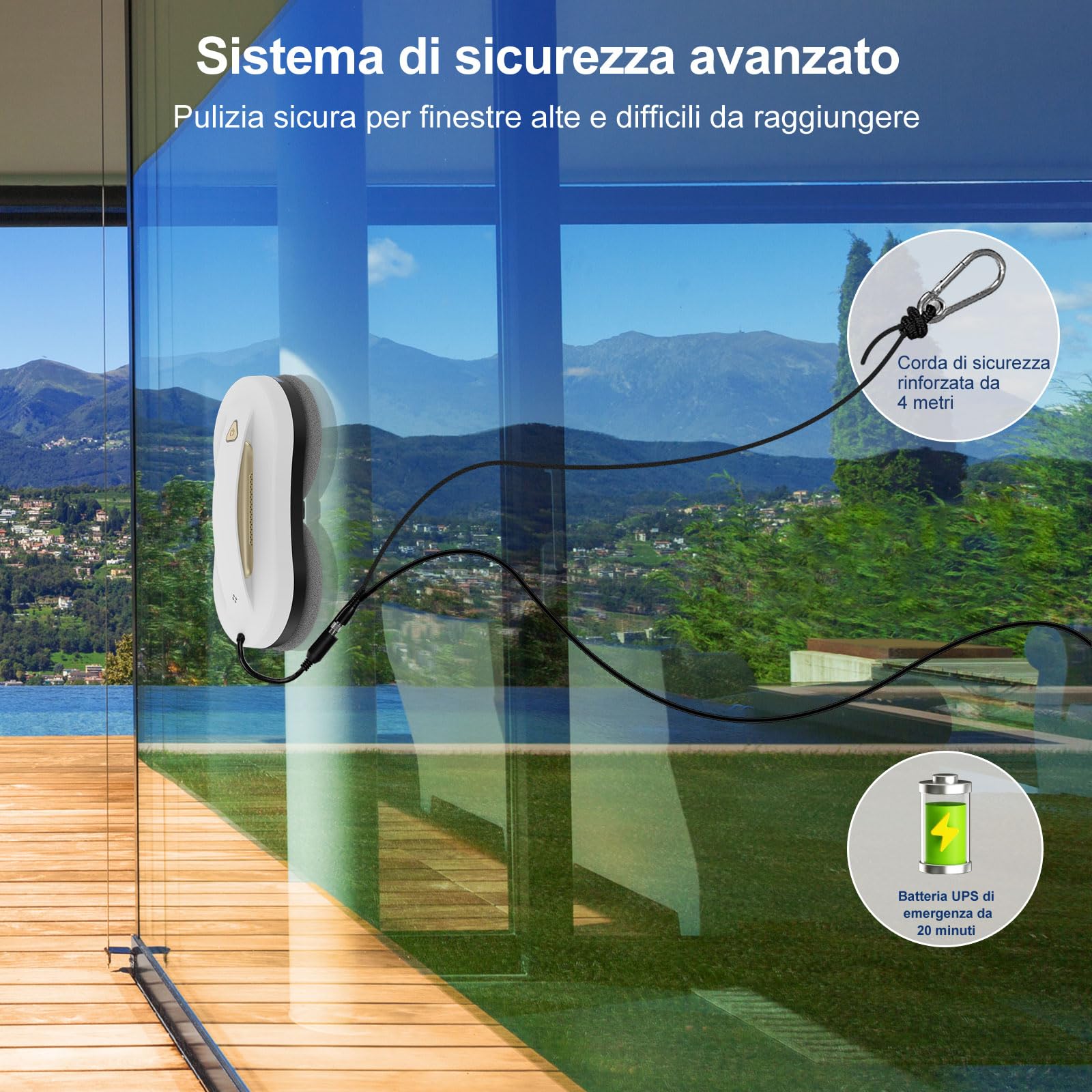 Robot Lavavetri Intelligente con Doppia Spruzzo – Pulitore Elettrico Automatico con Telecomando, robot pulisci vetri per Finestre Interne ed Esterne, Adatto a Edifici Alti, Oro, 10 Panni