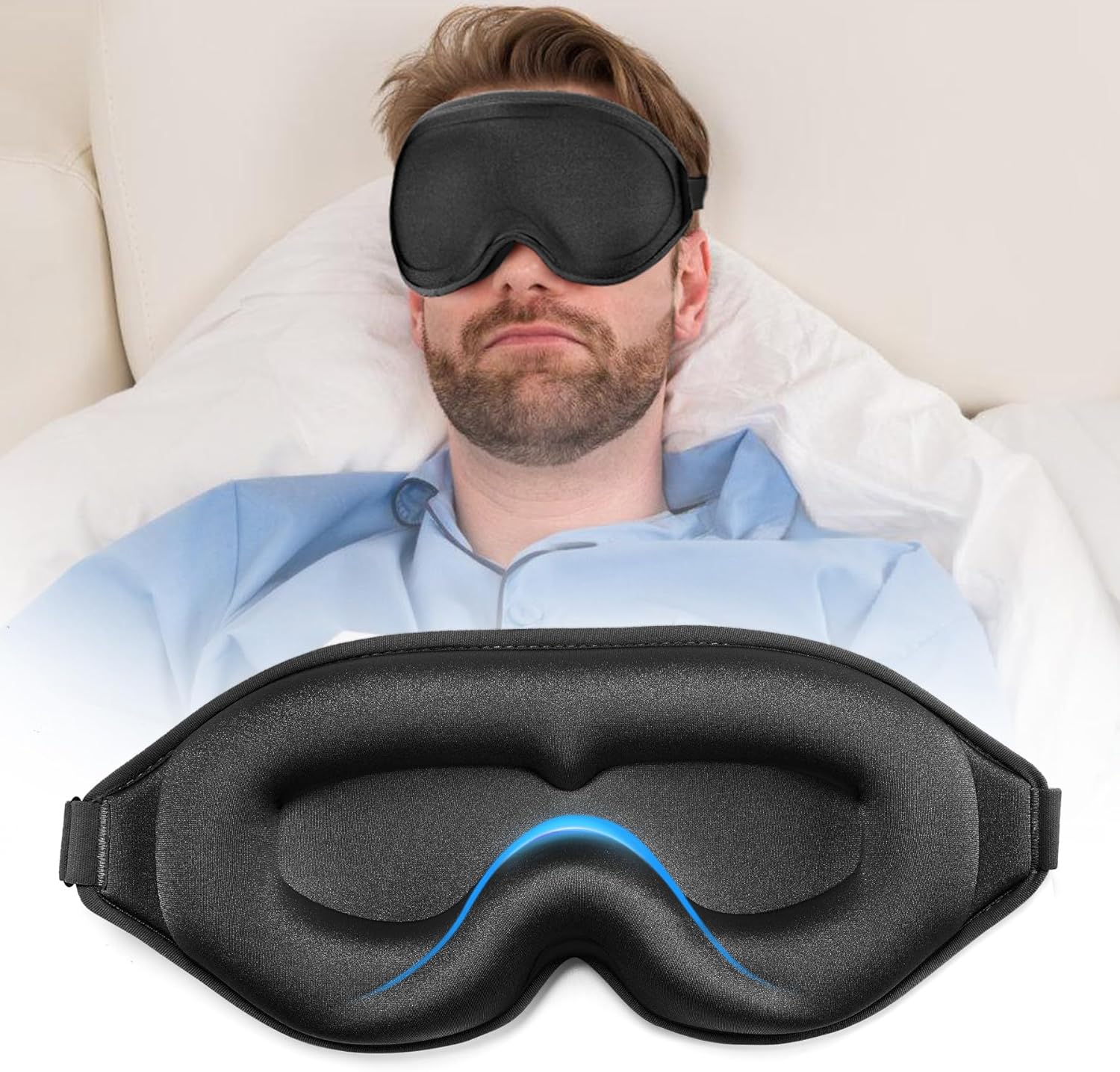 Sleep Mask for Women Men, Upgraded 3D Ergonomic Designed Eye Mask for Sleeping, Blackout Eye Cover Masks for Sleeping Home Office Travel Meditation (Black 01)