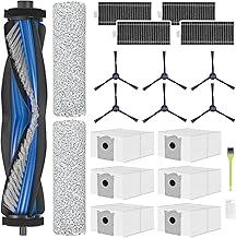 DrRobor Replacement Set for Ecovacs Deebot X8 Pro Omni/X8 Omni Vacuum Cleaner, 1 Main Brushes, 2 Roller Cloths, 6 Dust Bags, 4 HEPA Filters, 6 Side Brushes