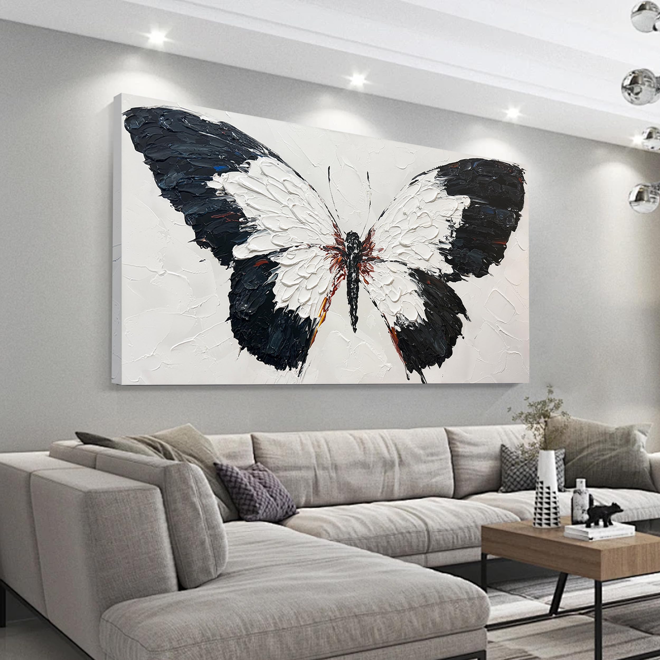 Photo 1 of Tarfupth Hand Painted Butterfly Oil Painting Wall Art, 29"x58"