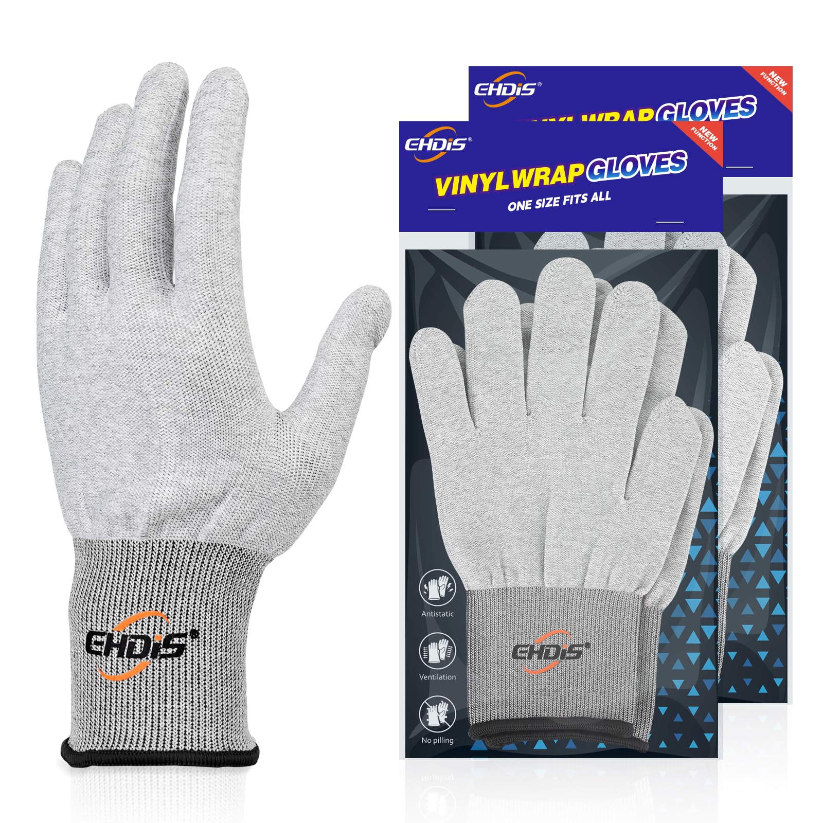 EHDIS 2 Paar Microfaser Handschuhe, Car Wrapping Verklebe-Handschuhe, nahtlos & fusselfrei, Weiß Arbeitshandschuhe für Montage, Car Wrap Folierung