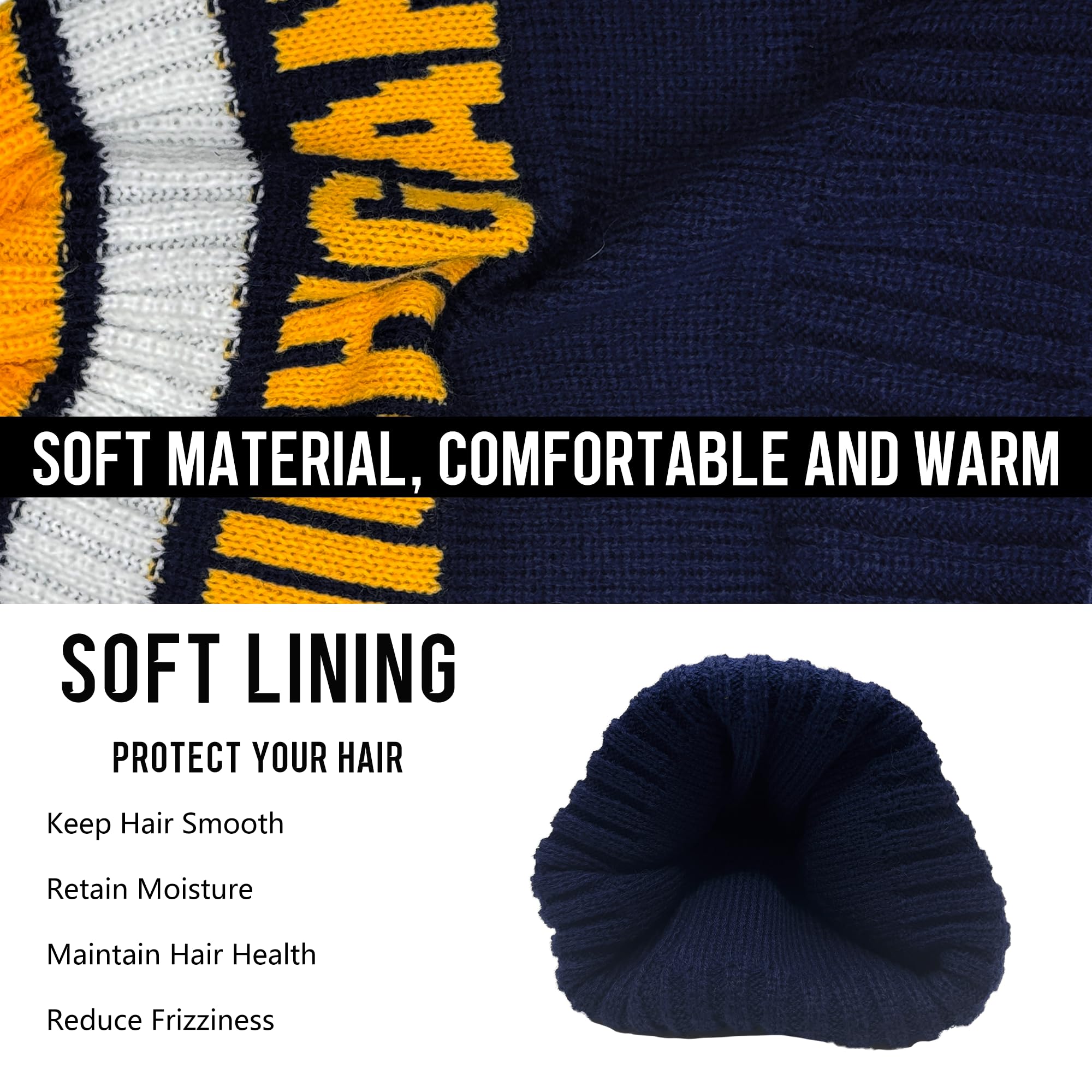 Beanie Knit Hat with Pom Winter Cuffed Cap Sport Fans Gift for Men Women