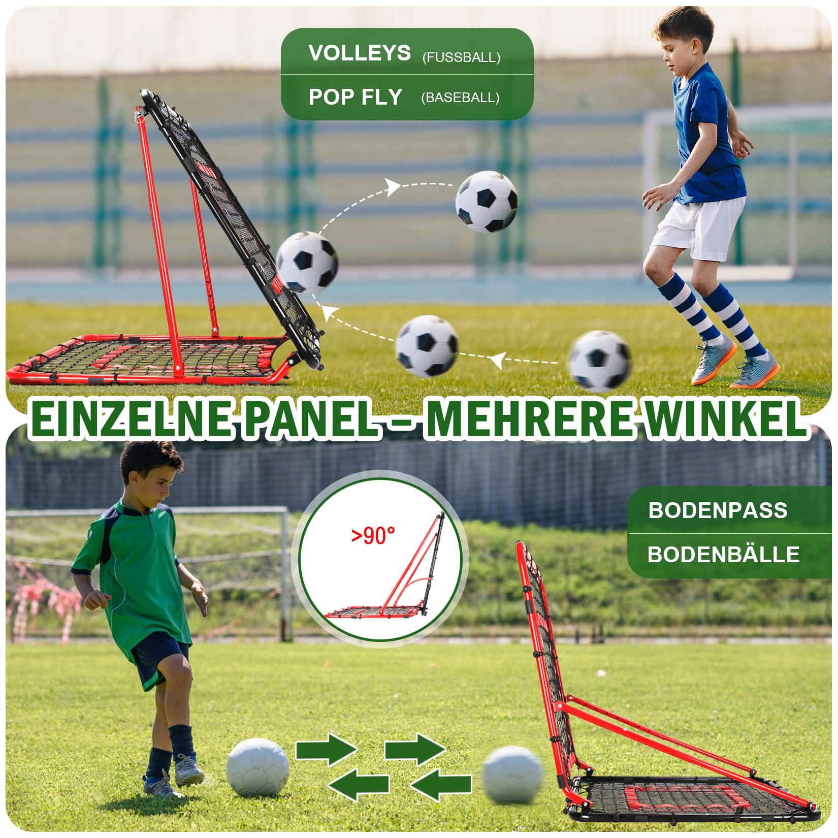 BaseGoal Rebounder für Fußball 85 * 85cm, 8 Winkel Einstellbar