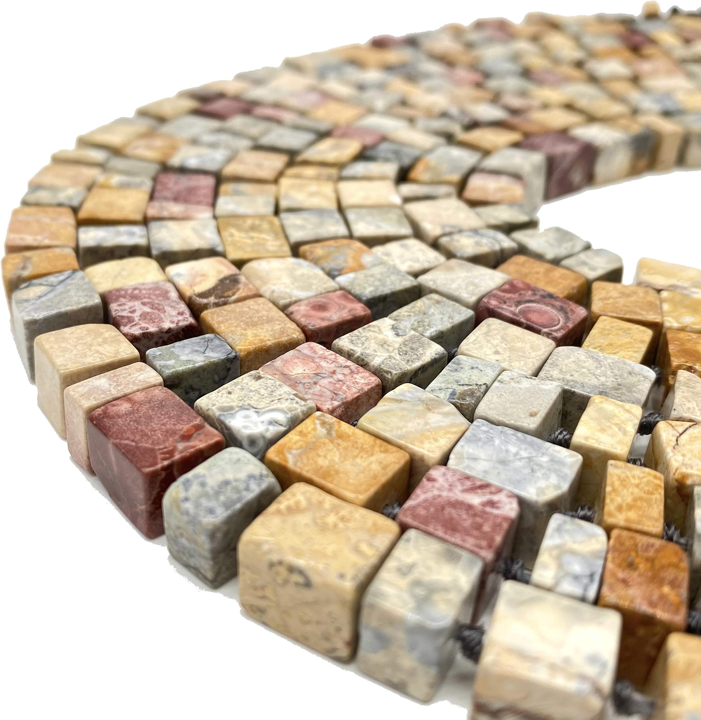 [ABCgems] Mexican Sky Eye Jasper (Gorgeous Matrix- Mohs Hardness 7) 10mm Smooth Free-Form Irregular Rough-Cut Long/Short Cube Semi-Precious Gemstone Beads