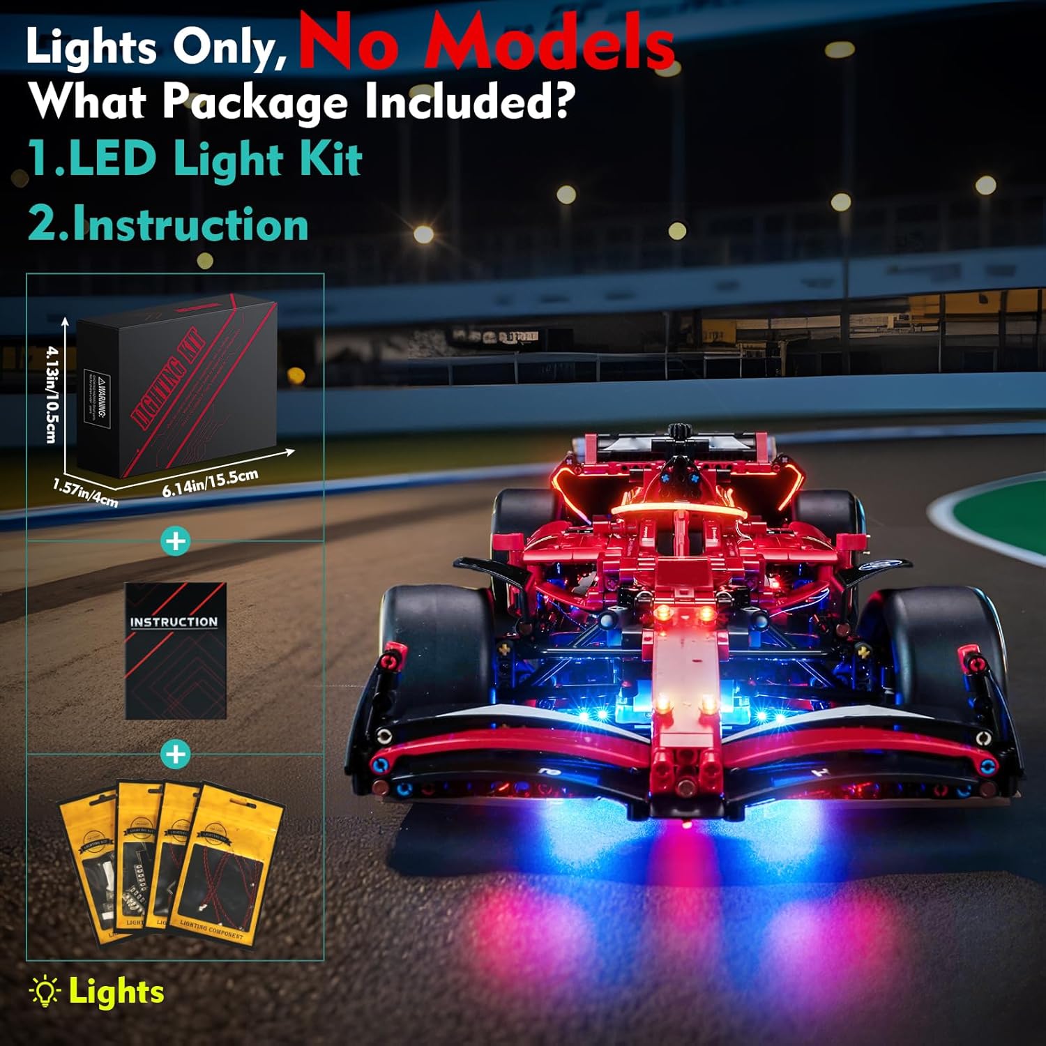 Light kit Compatible with Lego Ferrari SF-24 F1 Car 42207 - No Model Only Light, LED Lighting Accessories Compatible with Lego Ferrari SF-24 Formula 1 car 42207 (Standard Version)