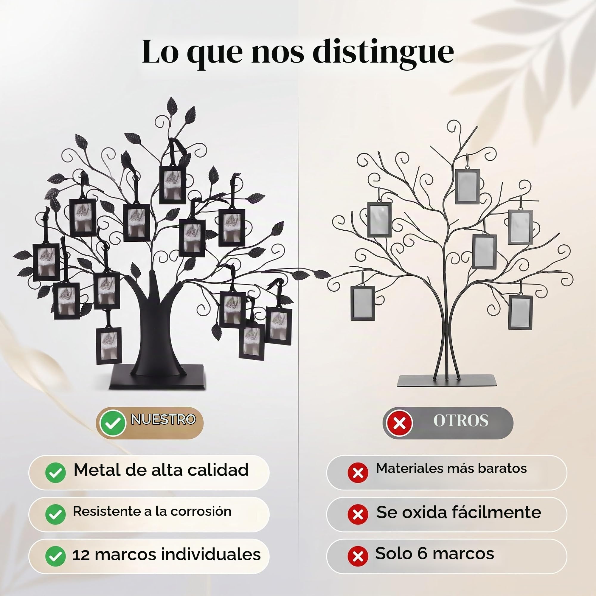 Ejoyous Marco de fotos de árbol genealógico, moderno árbol de fotos familiar para 12 fotos, personalizado, para decoración de escritorio, jóvenes, niñas, hombres y mujeres (L 6,4 x 4,6 cm)