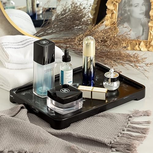 Miniatura 4 de Bandeja de tocador de baño, bandeja de tocador de resina para decoración de encimera de baño, soporte para platos para perfumes, tocador, joyas,