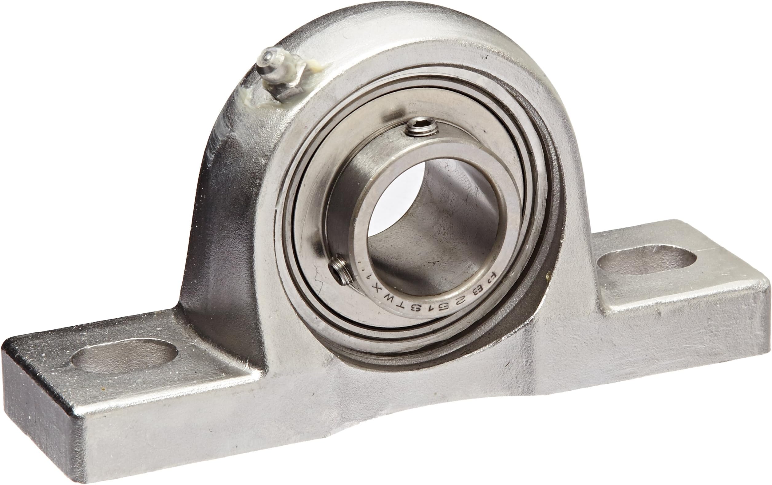 Hub City PB251STWX1 Pillow Block Mounted Bearing, Normal Duty, High Shaft Height, Relube, Setscrew Locking Collar, Wide Inner Race, Stainless Housing, Stainless Insert, 1" Bore, 1.53" Length Through Bore, 1.438" Base To Height