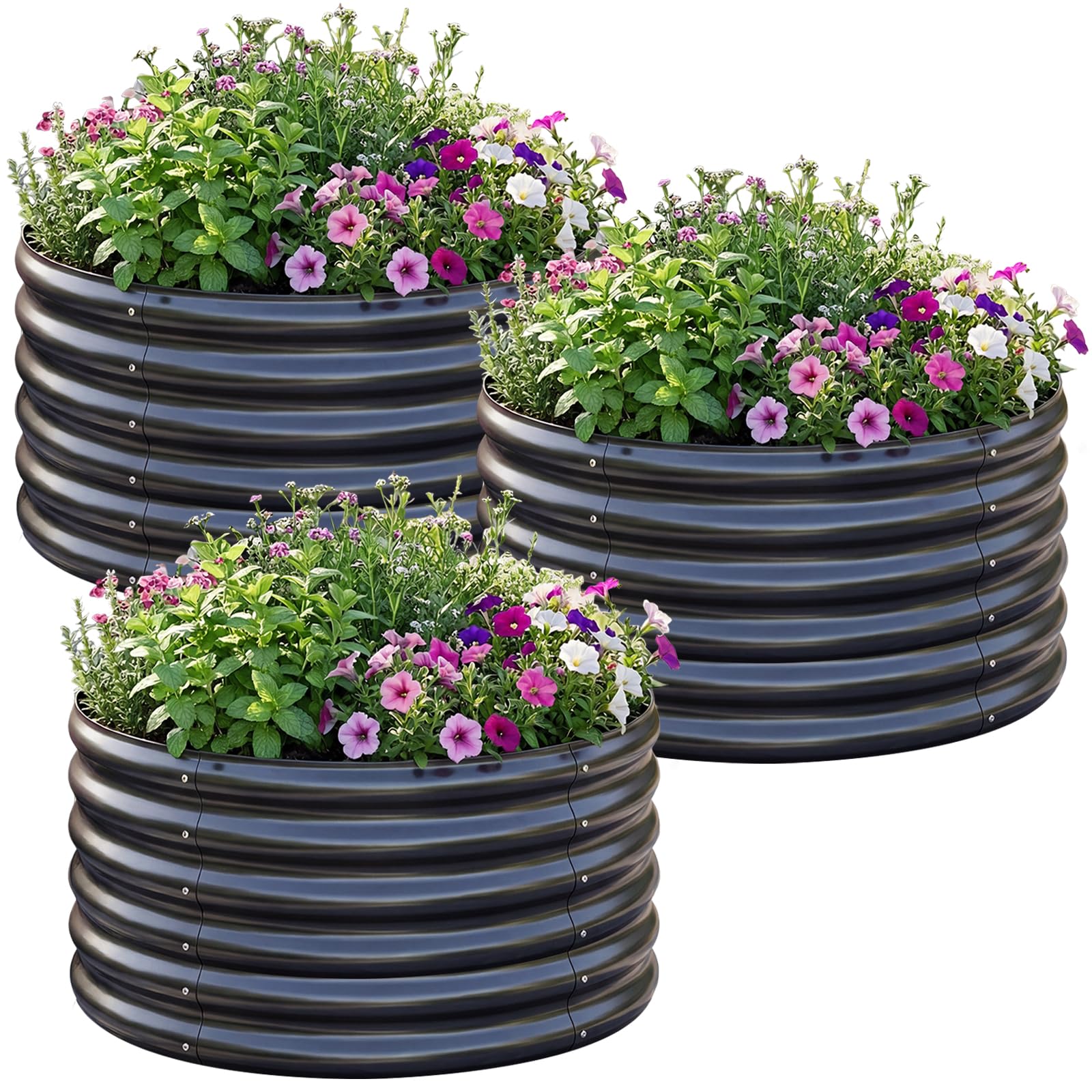 AHEONLAR 3-Pack 2x2x2ft Galvanized Raised Garden Bed