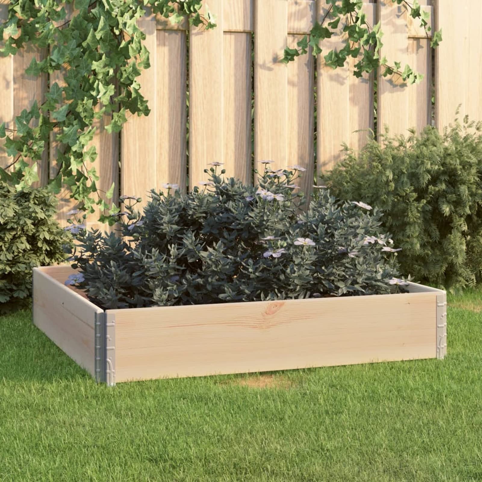 Homgoday Arriate de Madera Maciza de Pino 100x100 cm Arriate Jardin Jardinera Exterior para Terraza Elevado Macetero Maceta para Plantas Vegetales Hierbas