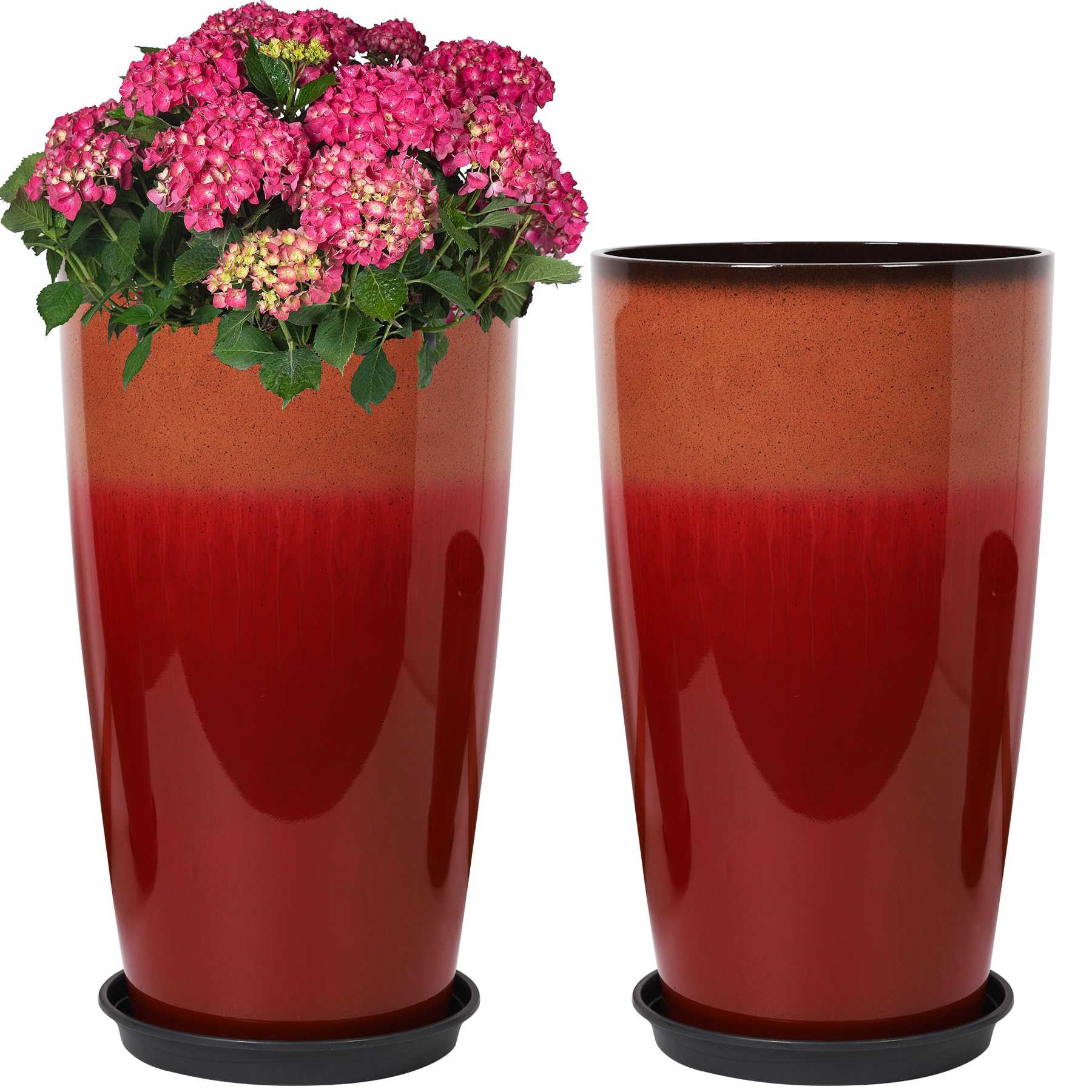 Neoaider Set of 2 21 Inch Tall Planters Fiery Red