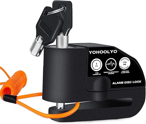 Candado antirrobo con alarma Yohoolyo bloqueo de seguridad con sonido de alarma de 120dB para las motocicletas bicicletas y Scooters Negro, Rojo Candado antirrobo con alarma Yohoolyo bloqueo de seguridad con sonido de alarma de 120dB para las motocicletas bicicletas y Scooters Negro, Rojo