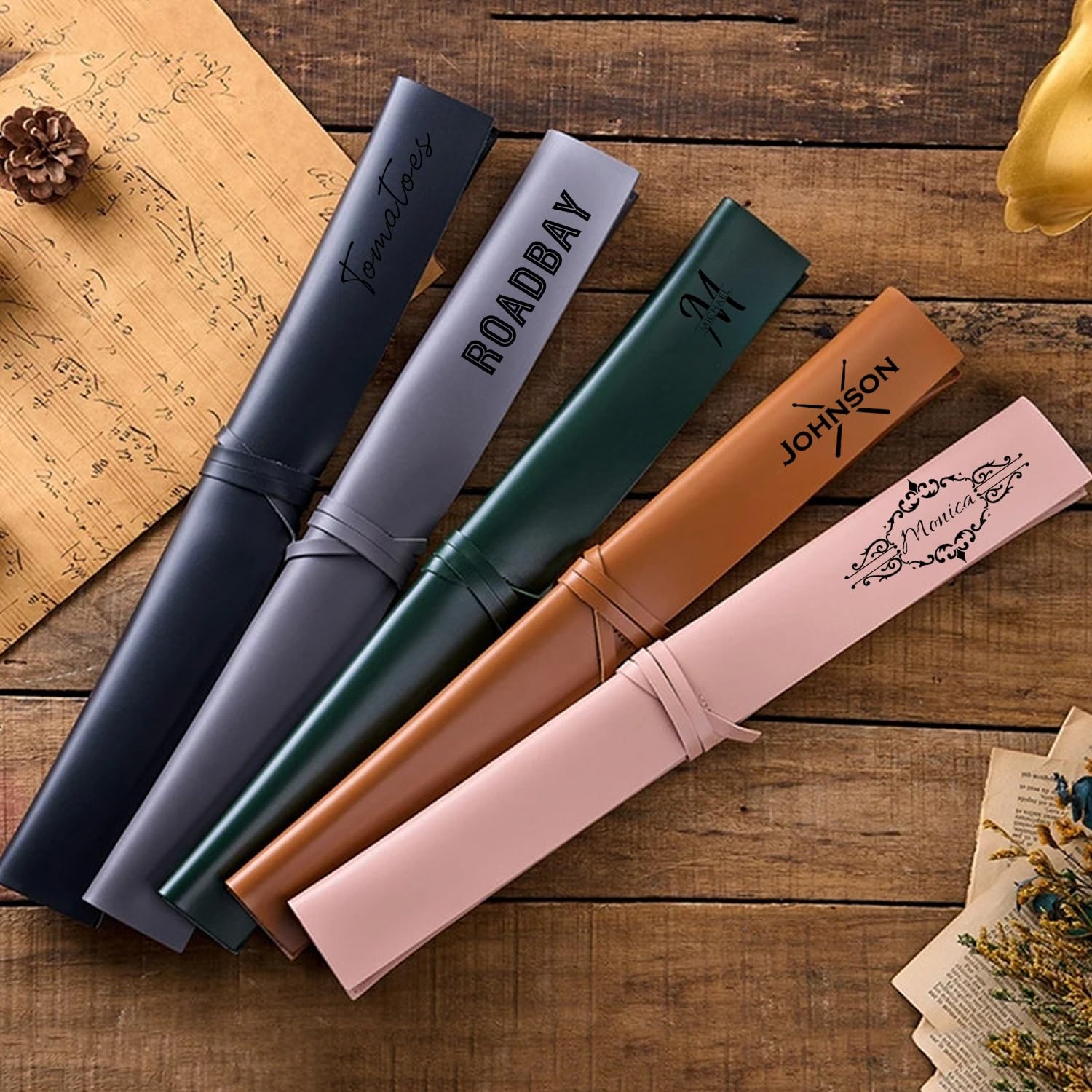 Estuche De Cuero Para Baquetas Personalizado - 6x45 Cm, Resistente Al Agua, Con Correa, Para Bateristas