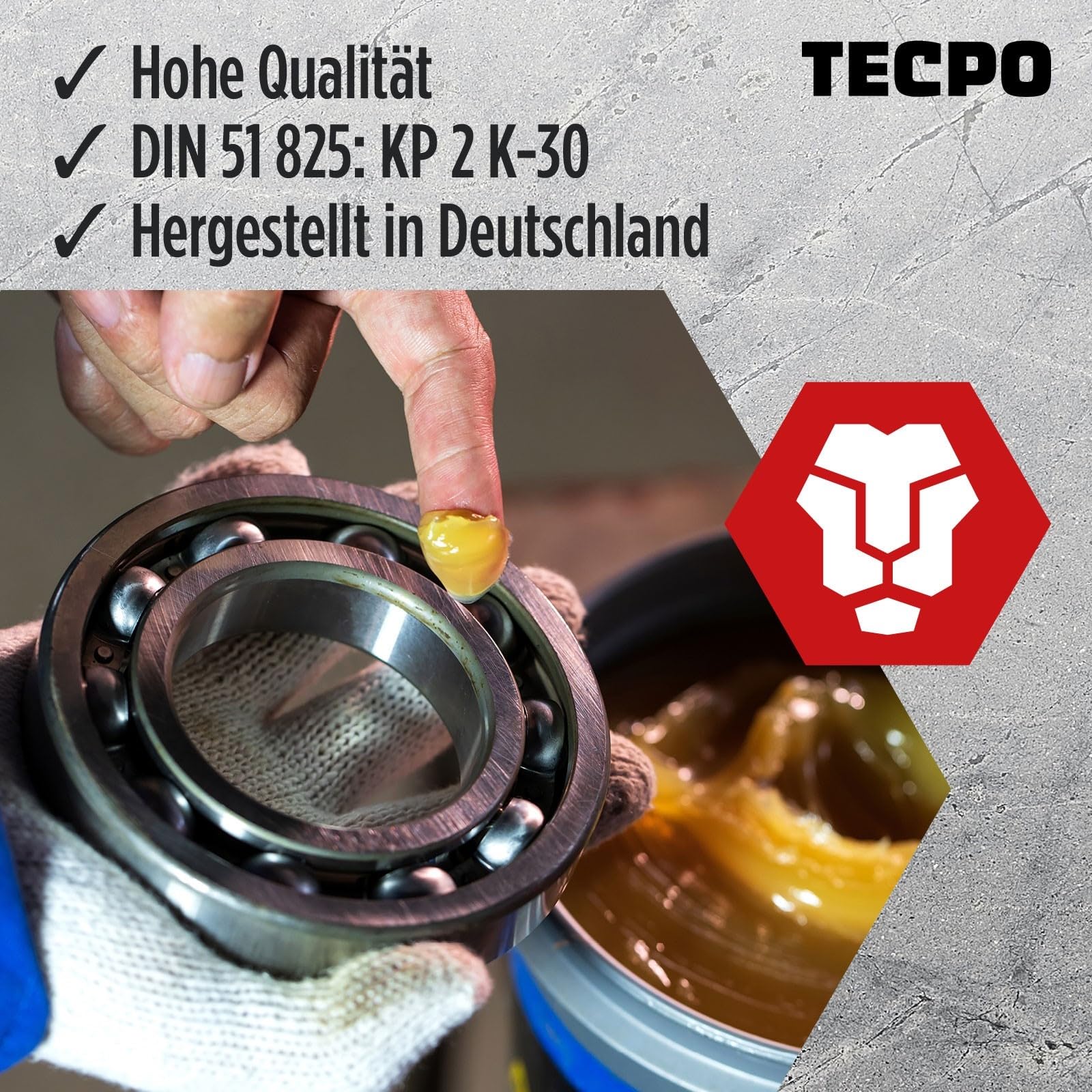TECPO Grasa universal multiusos EP2, 24 unidades, 500 g, grasa de litio, uso universal, de larga duración, resistente a la temperatura, resistente al agua