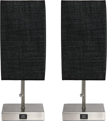 Miniatura 7 de Simple Designs LC2003-GRY-2PK - Juego de 2 lámparas de noche de carga USB, acero cepilladogris