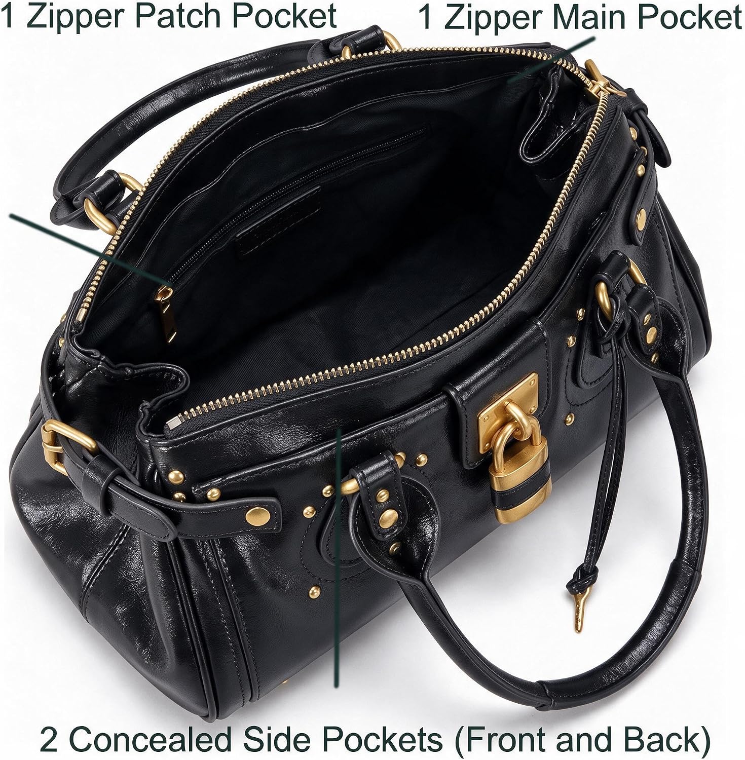 Y2K East West Bag, Studded Handbag Underarm Shoulder Purse