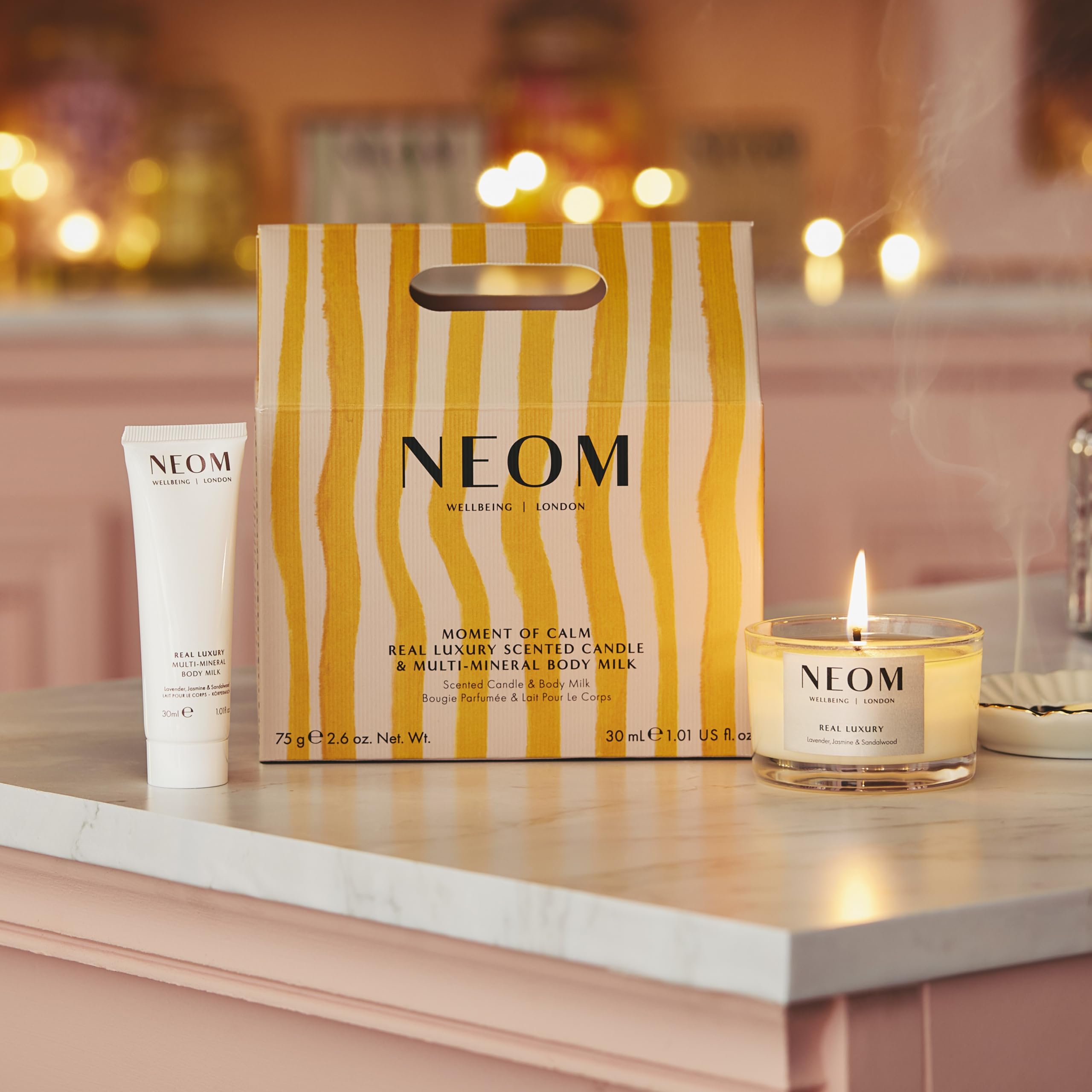 NEOM- Moment of Calm Gift Set | Real Luxury Travel Candle & Real