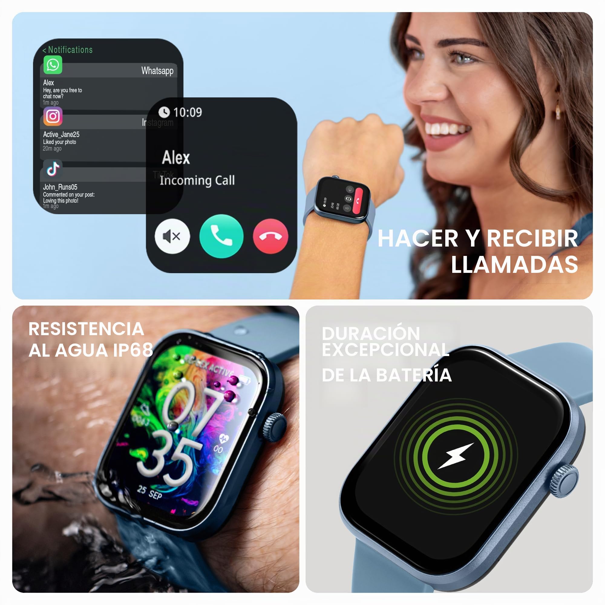 Reflex Active Reloj inteligente AMOLED Serie 40 para mujeres y hombres con doble tiempo, llamadas, monitor de sueño, modos deportivos, ciclo menstrual, pasos