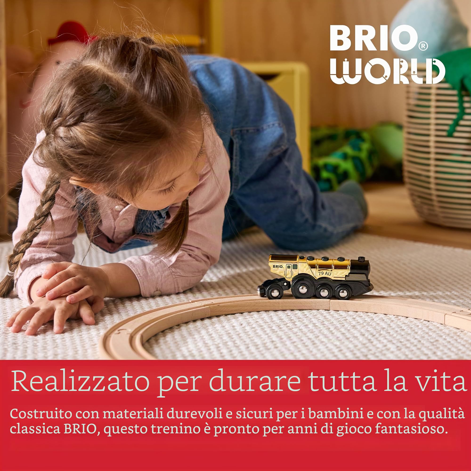 BRIO Grande Locomotiva Dorata con Azioni, Treni, Vagoni, Veicoli di BRIO Wolrd, Età Raccomandata 3+, Gioco per Bambini, ‎33630