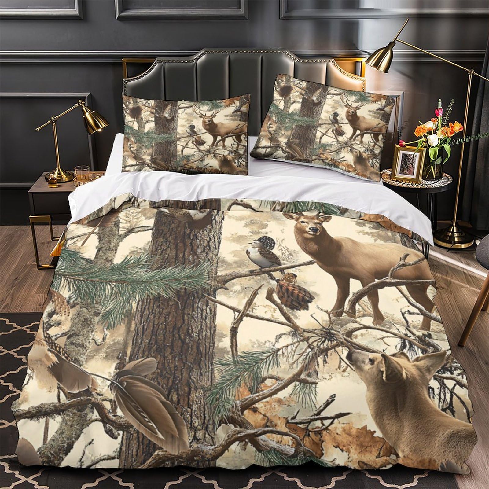 Housse de couette forêt 140x200 microfibre effet 3D ultra douce de qualité supérieure
